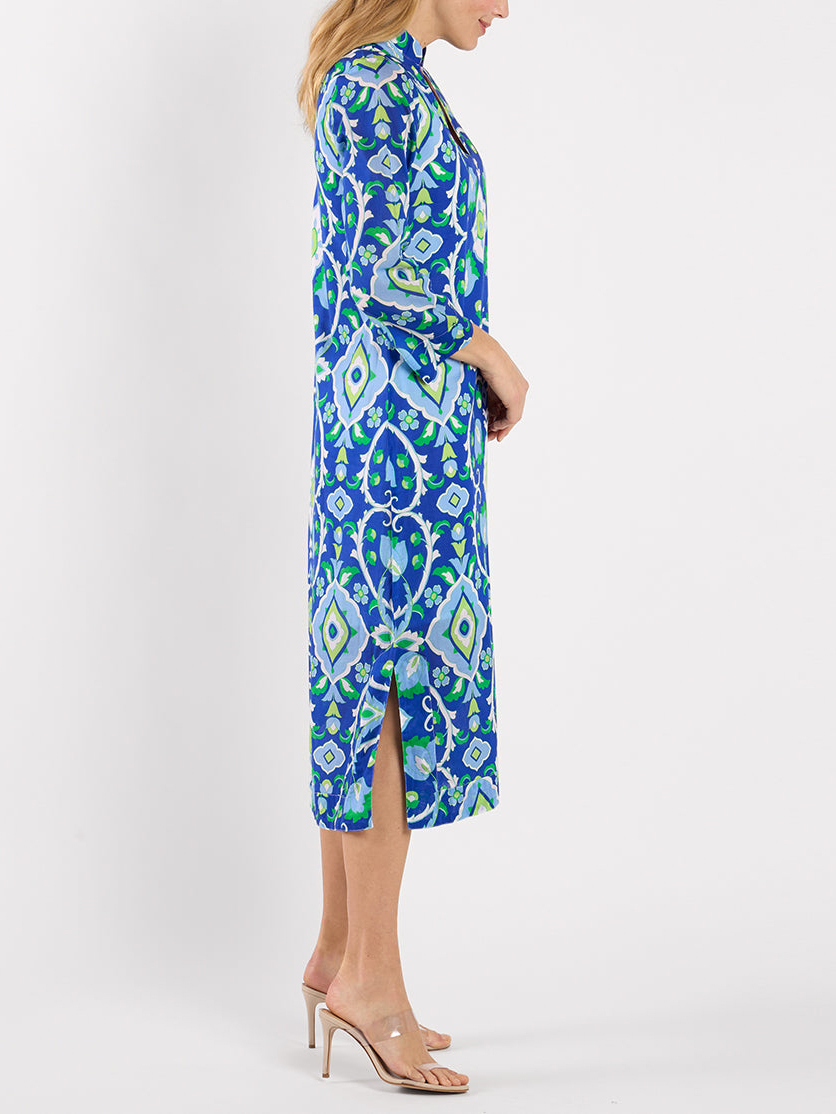 Bohemian Print V-Neck Long Sleeve Midi Dress