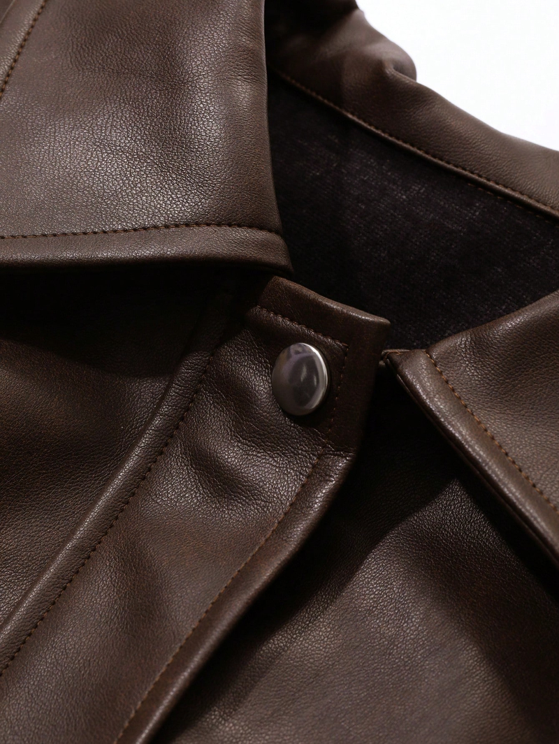 Woman's PU leather loose casual jacket with front zipper