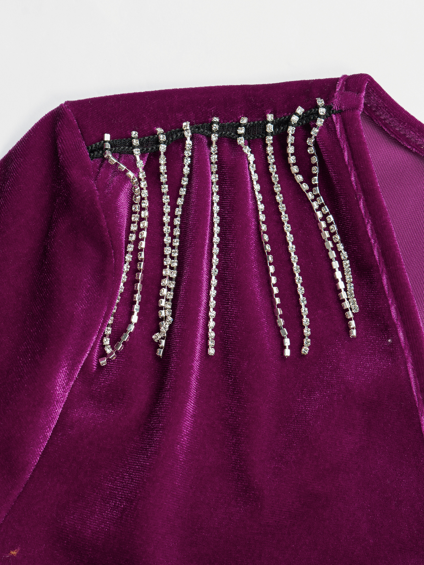 Woman's Velvet Deep V Long Sleeve Ruched Mini Dress