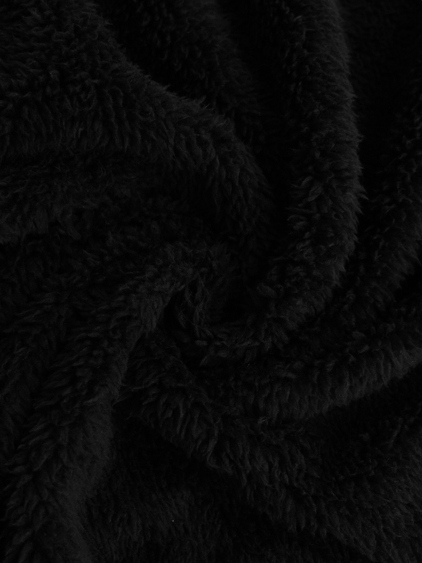 Women's Black Fuzzy Hooded Open-Front Long Coat