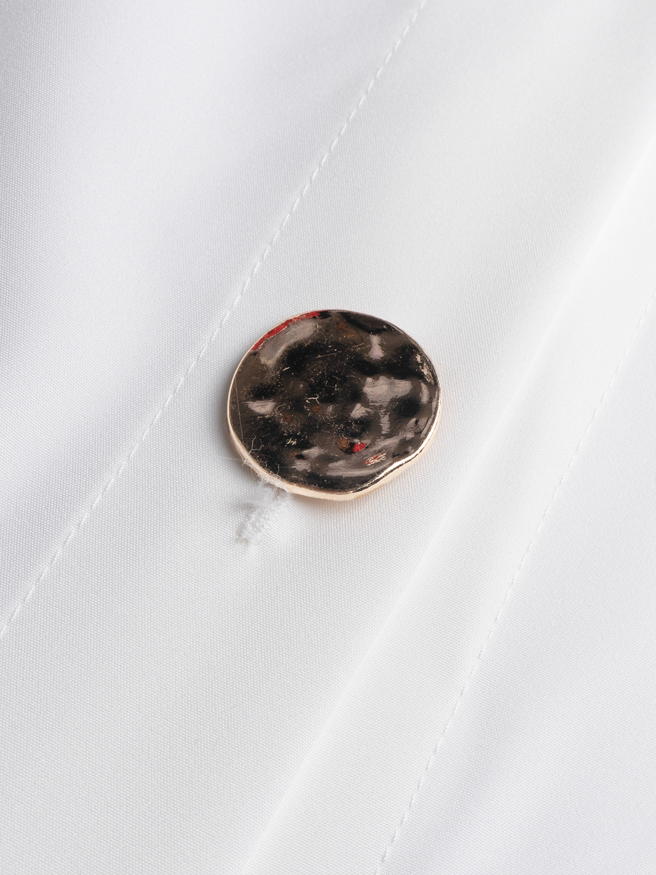 Women's White Blouse with Statement Buttons and Lantern Sleeves