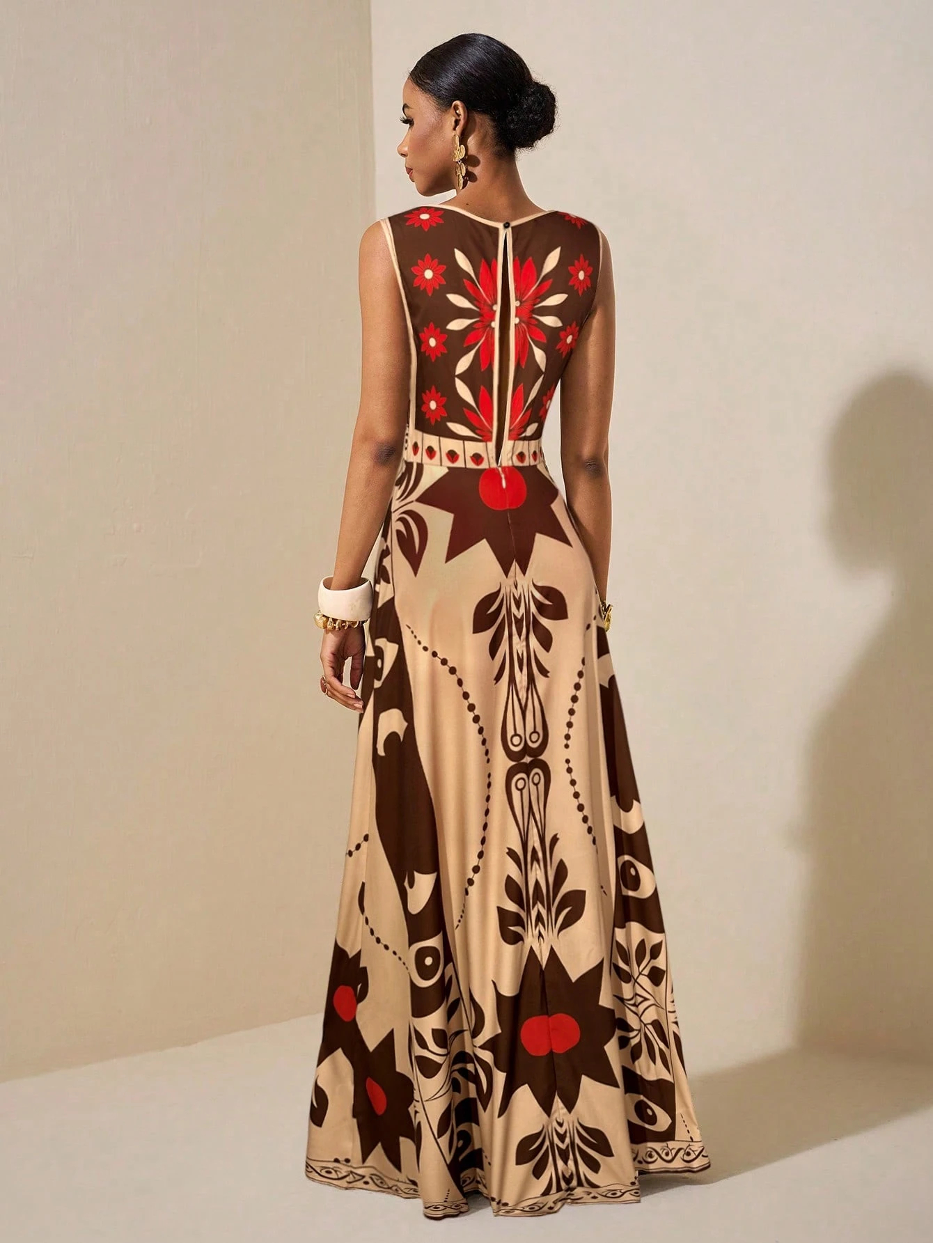 2026 Spring New Sleeveless Art Print Maxi Dress