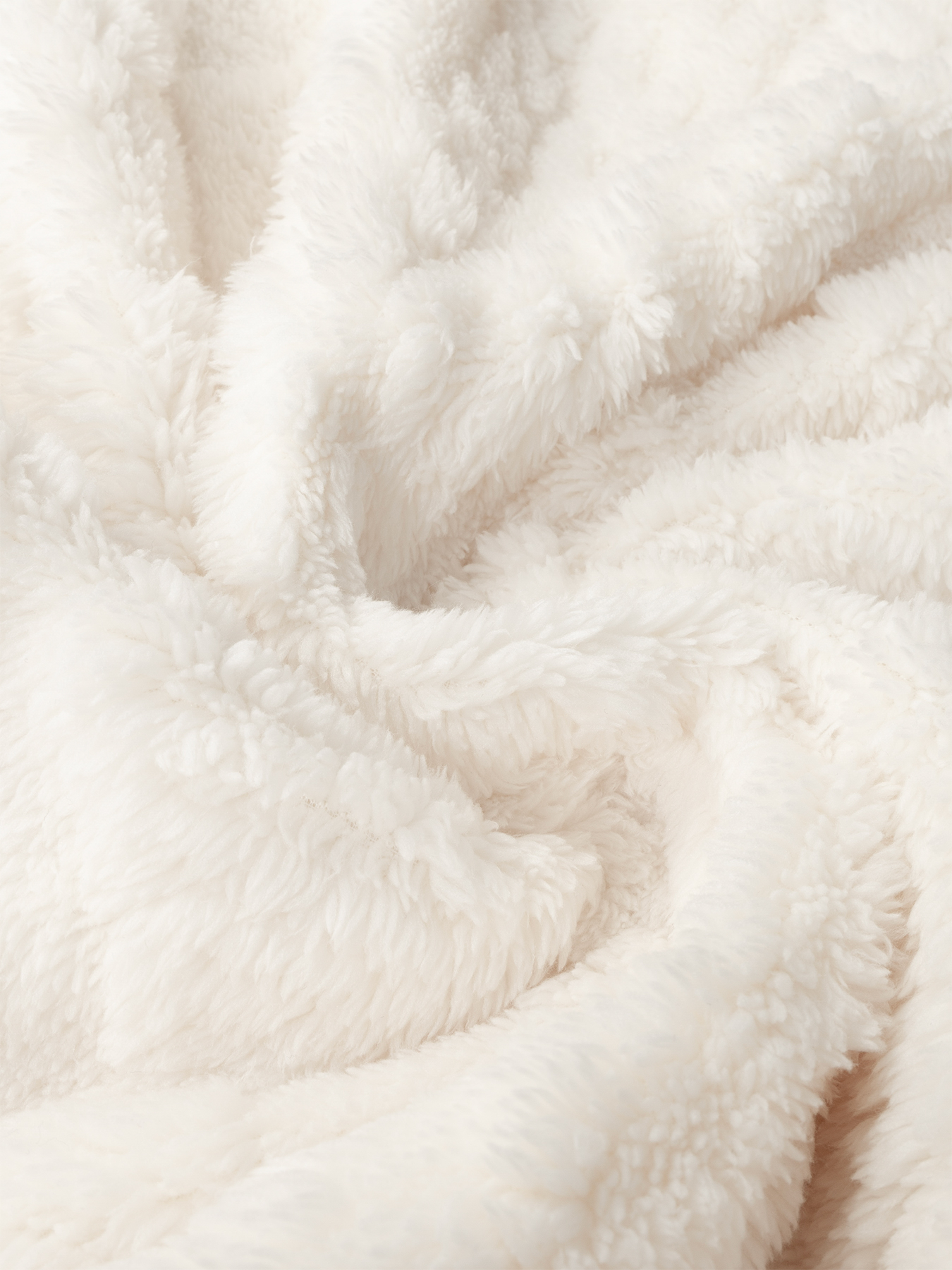 Woman's Cream Faux Fur Hooded Coat with Cable Knit Texture & Metal Buttons