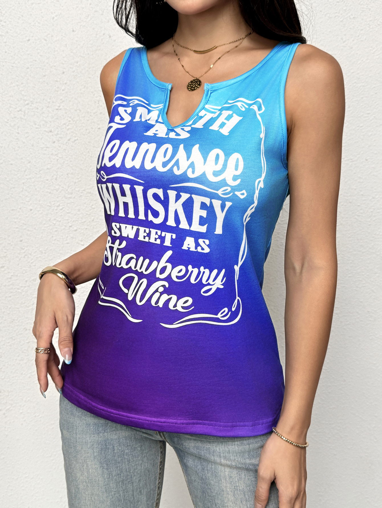 Women's Blue - Purple Gradient Sleeveless Tank Top