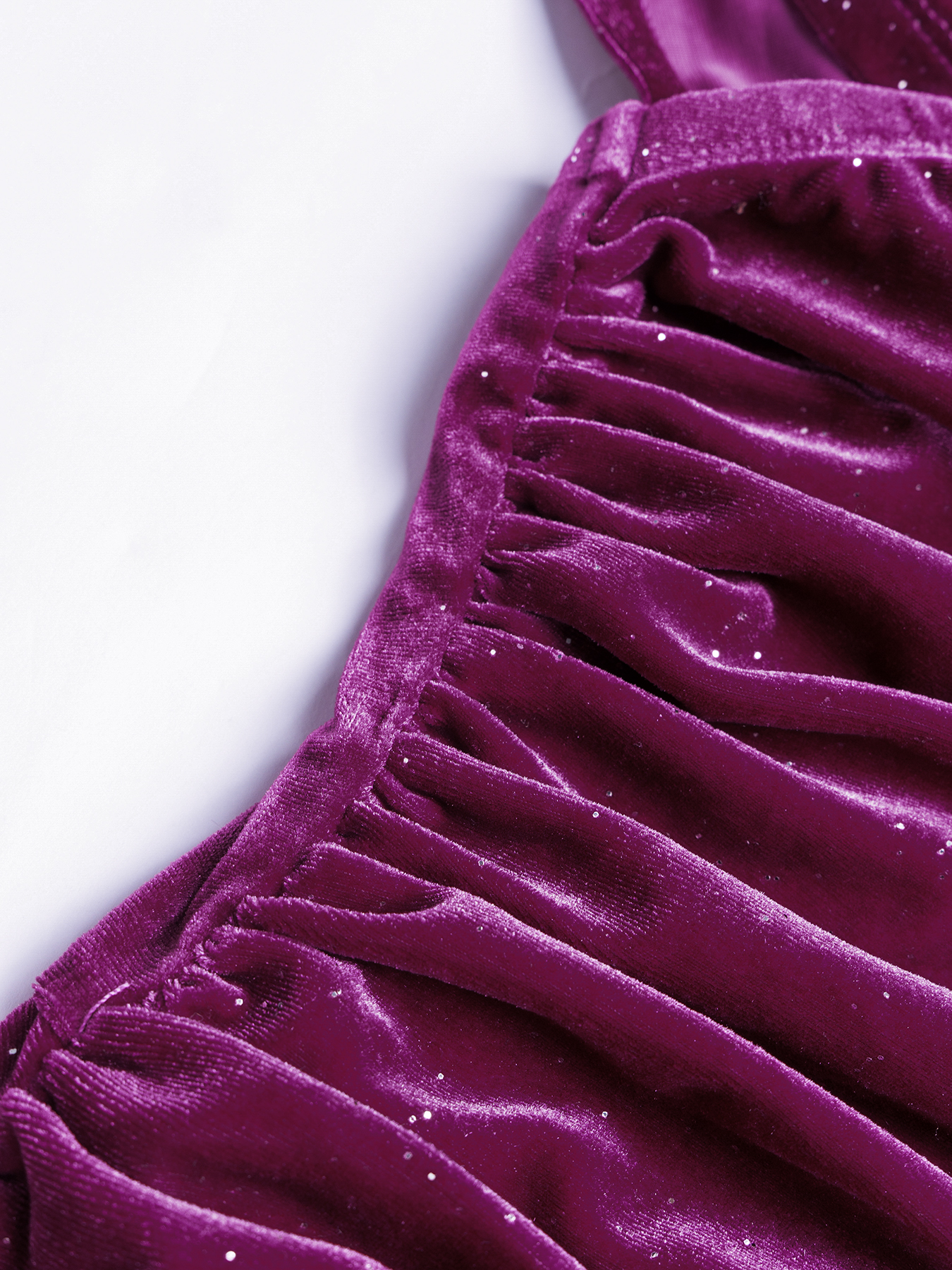 Woman's Plum Velvet Off-Shoulder Ruched Asymmetric Mini Dress