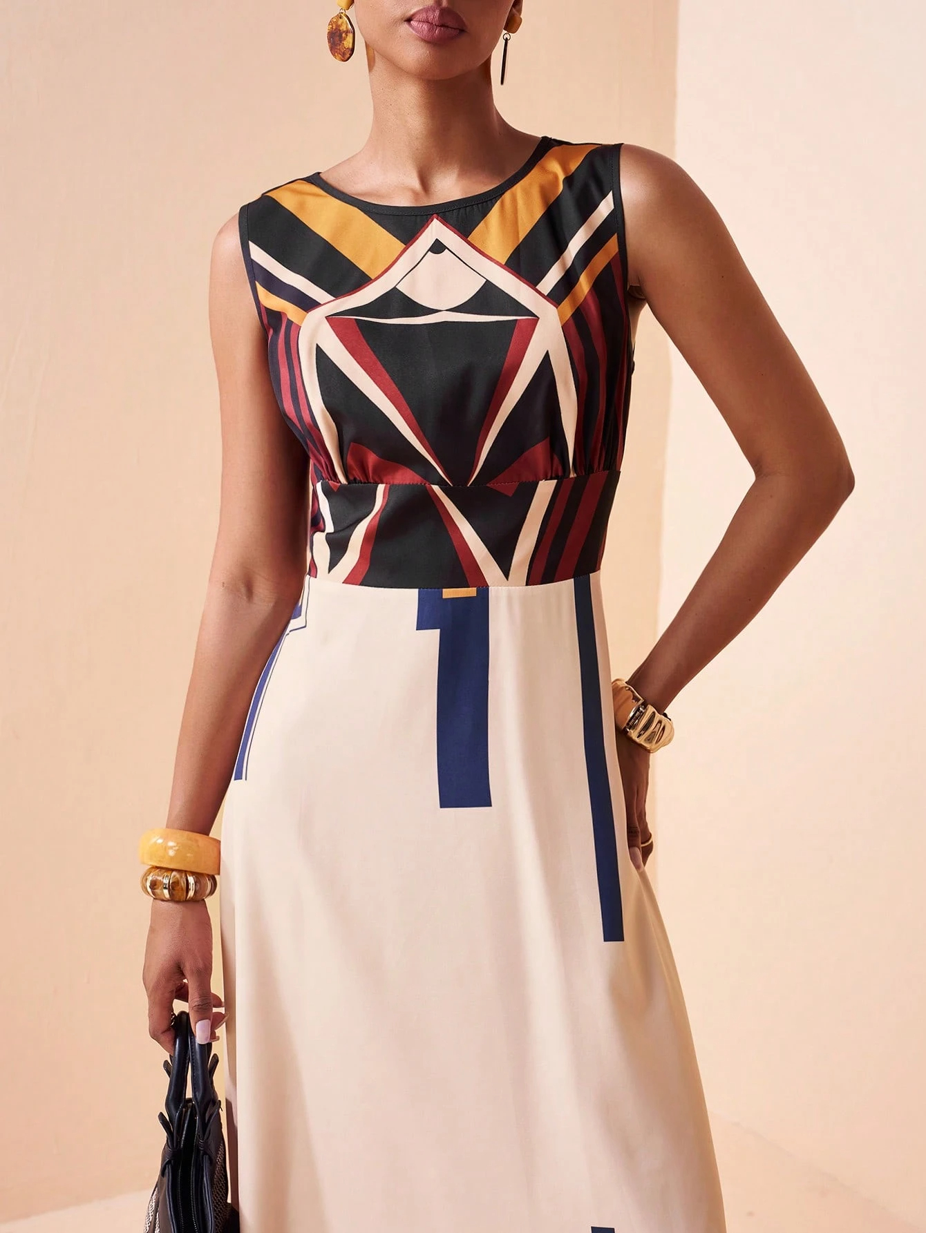 2026 Spring New Sleeveless Art Print Maxi Dress