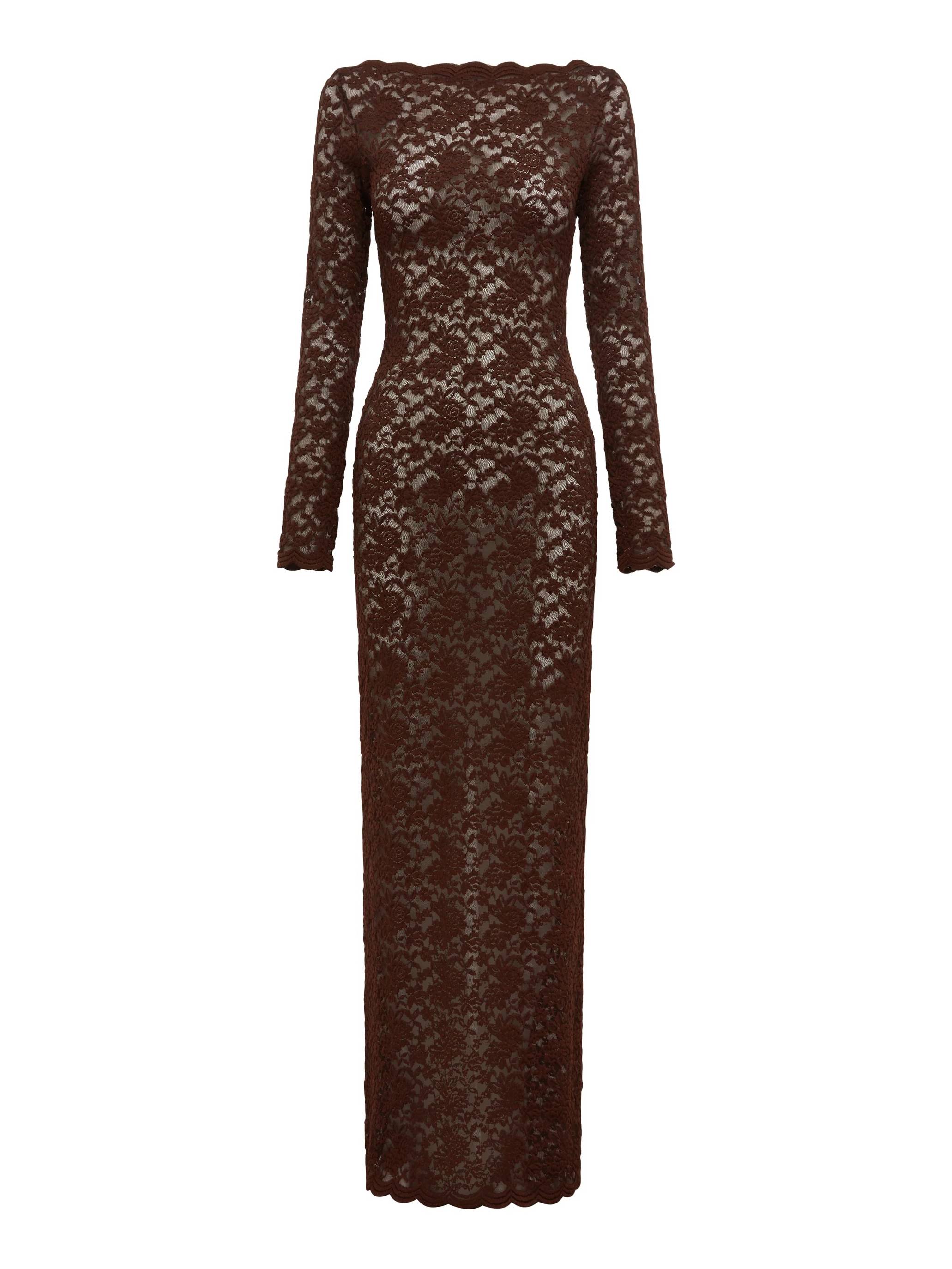 Sheer Floral Lace Bodycon Maxi Dress