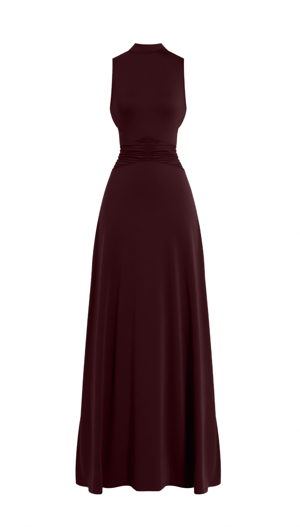 2026 Spring Summer Elegant Wine Red Evening Gown - Open Back & Halter Neck with Gathered Waist