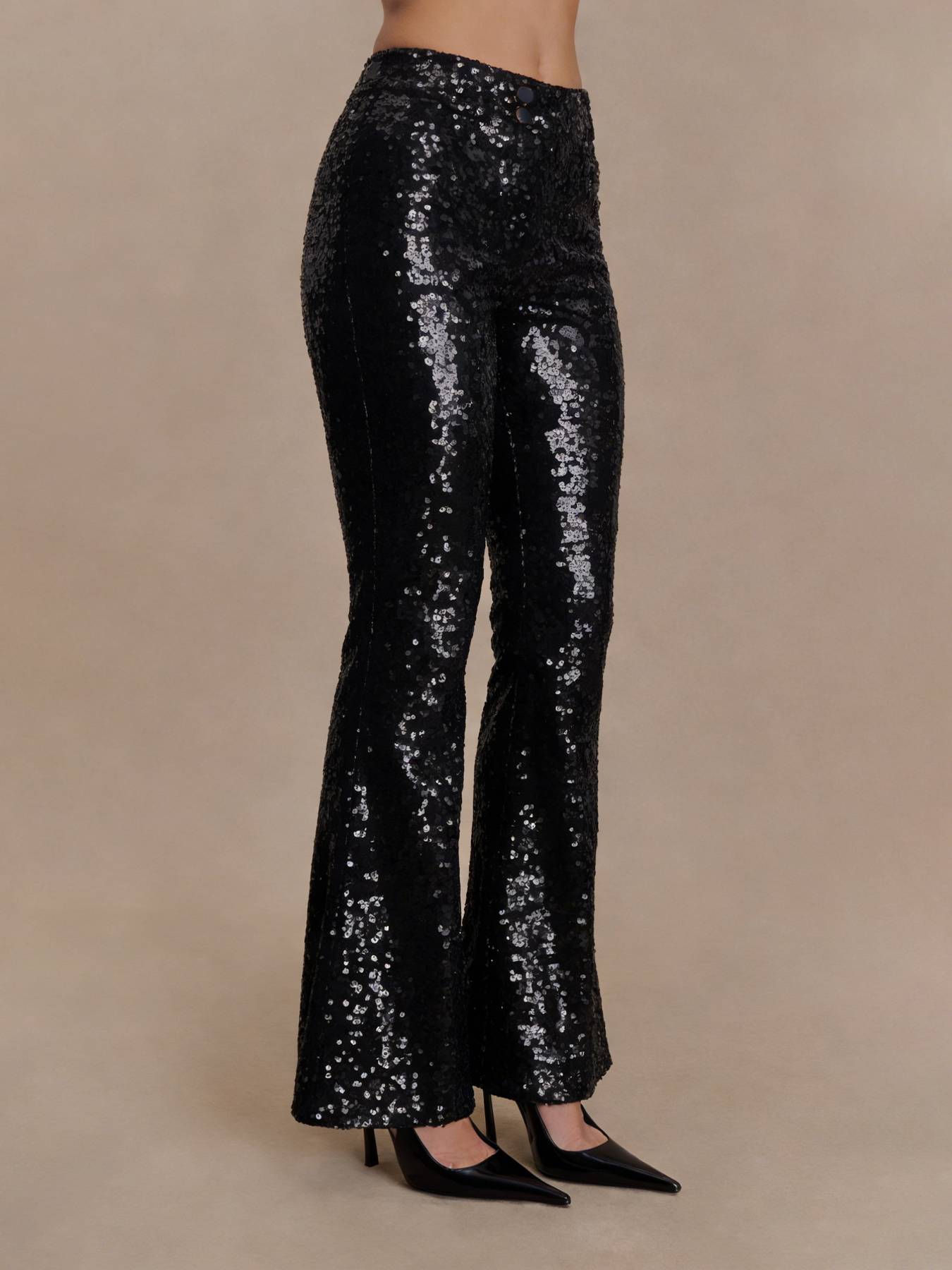 Women's Sequin High Waist Flare Pants