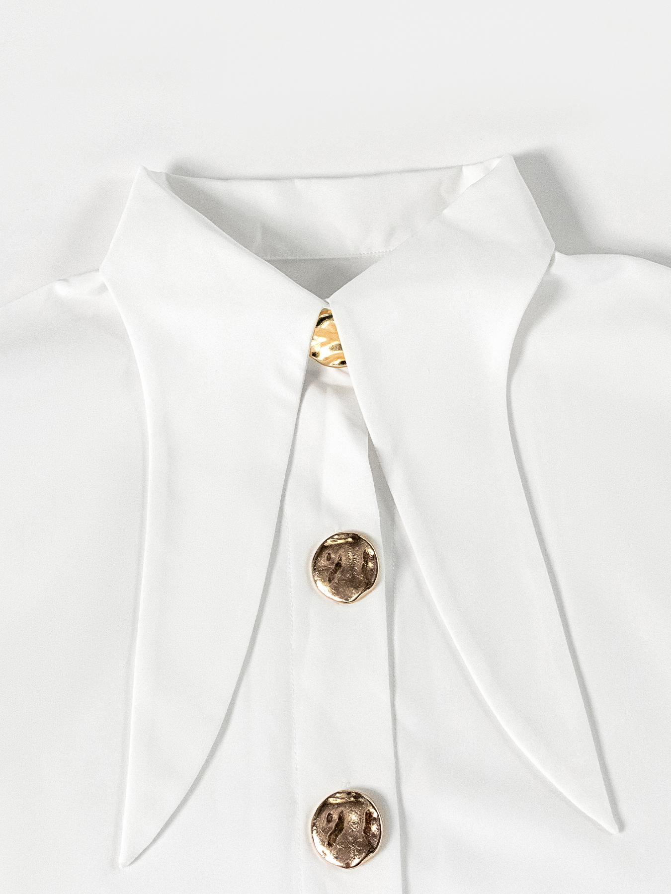Women's White Blouse with Statement Buttons and Lantern Sleeves