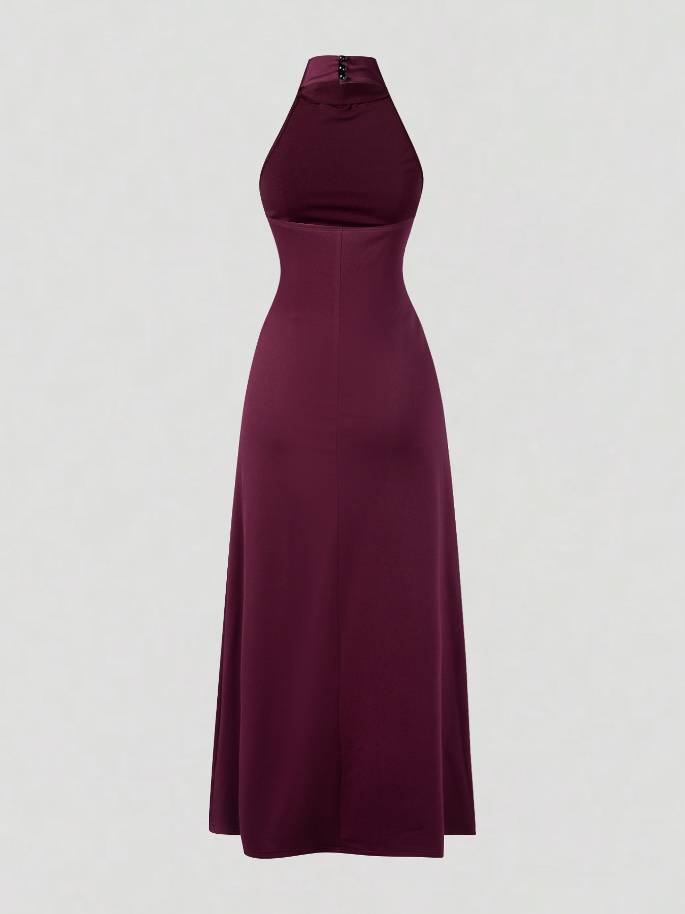Woman's Burgundy Halter Neck Sleeveless Bodycon Maxi Dress