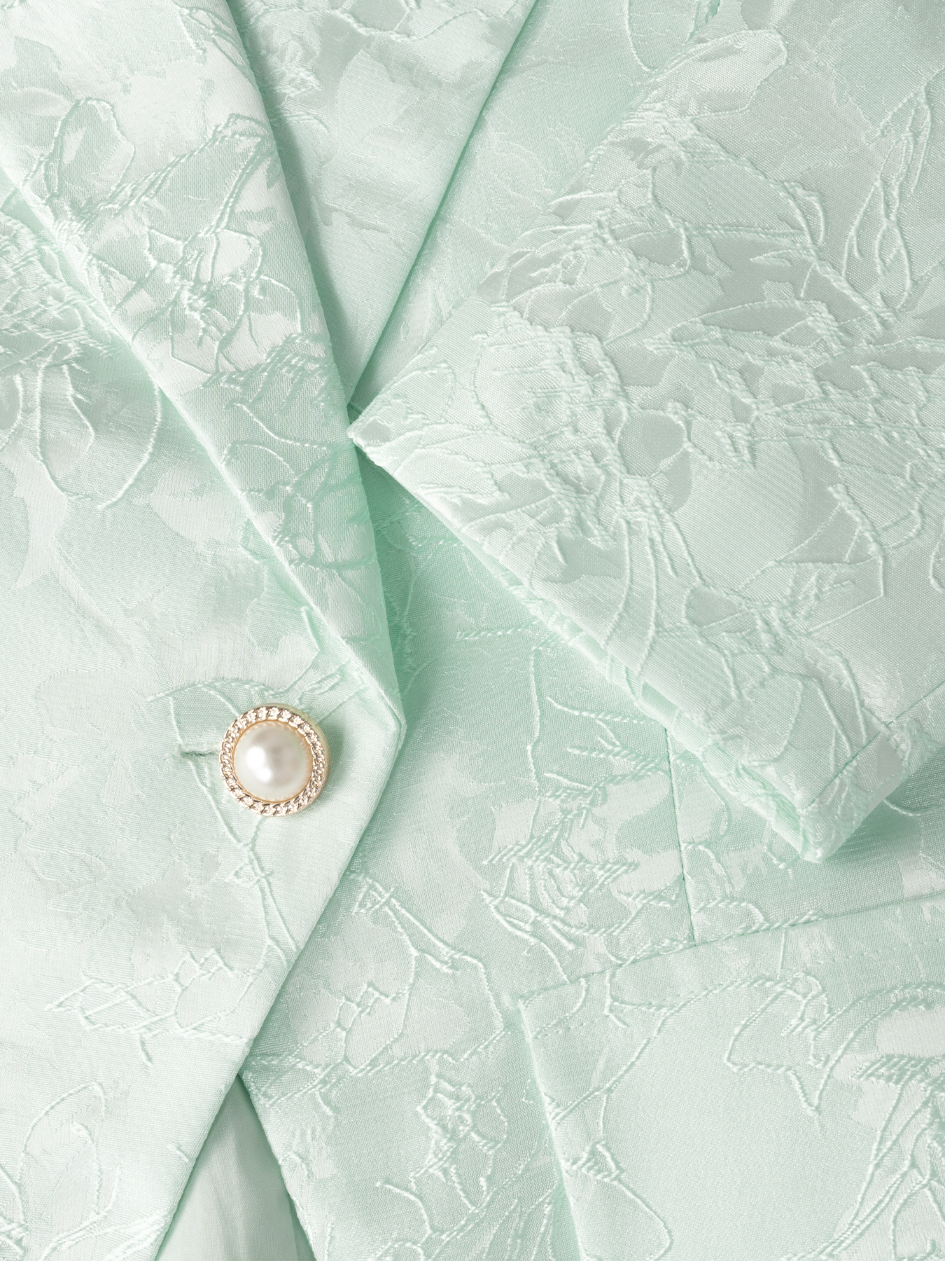 Green Tie Flower Closed-Way Suit Jacket Female Single-Line Pearl Button Style Small Suit