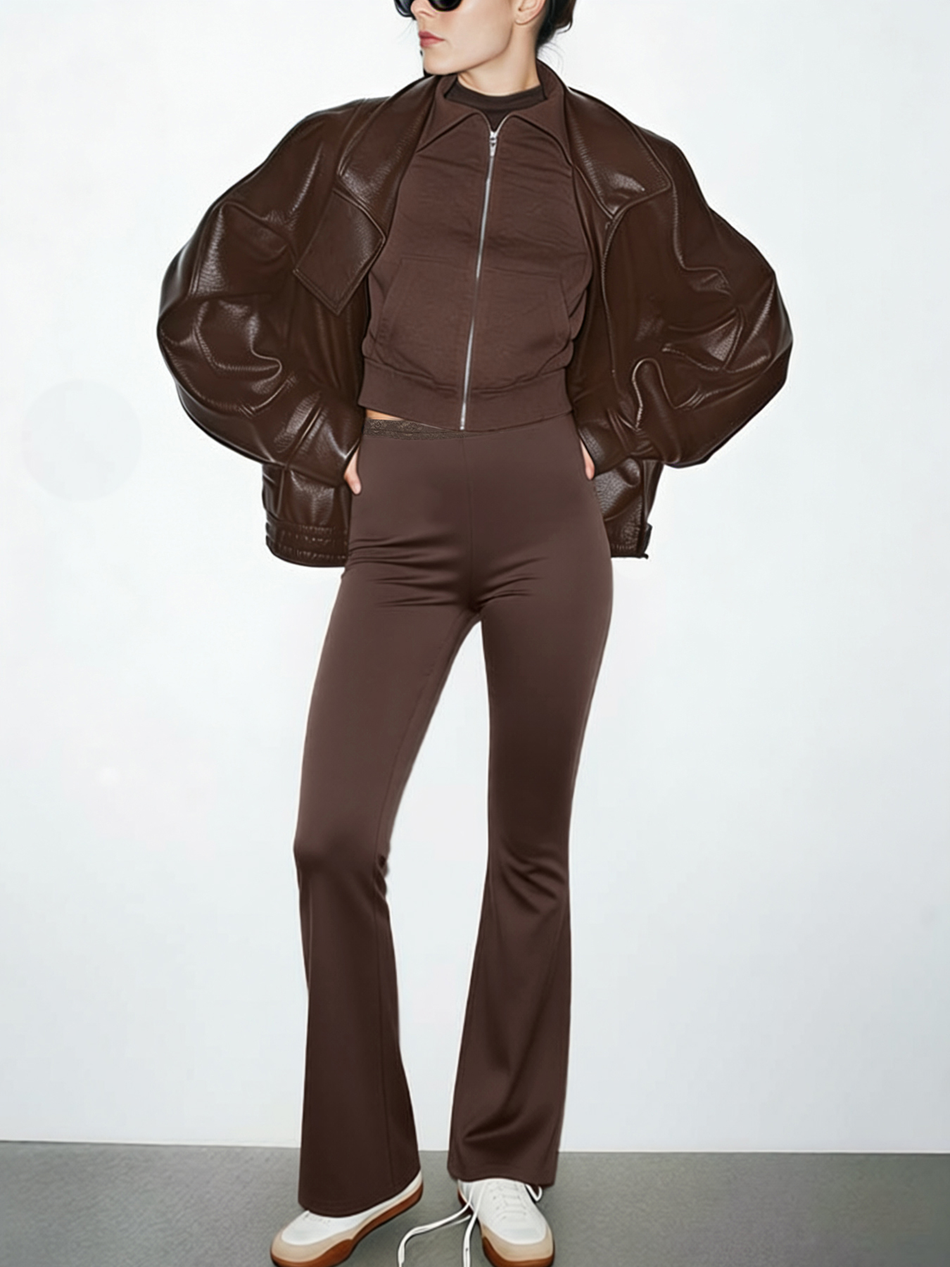 Woman's Fashion Leisure Basics Tight Waisted Lace Patches Spangled Pants