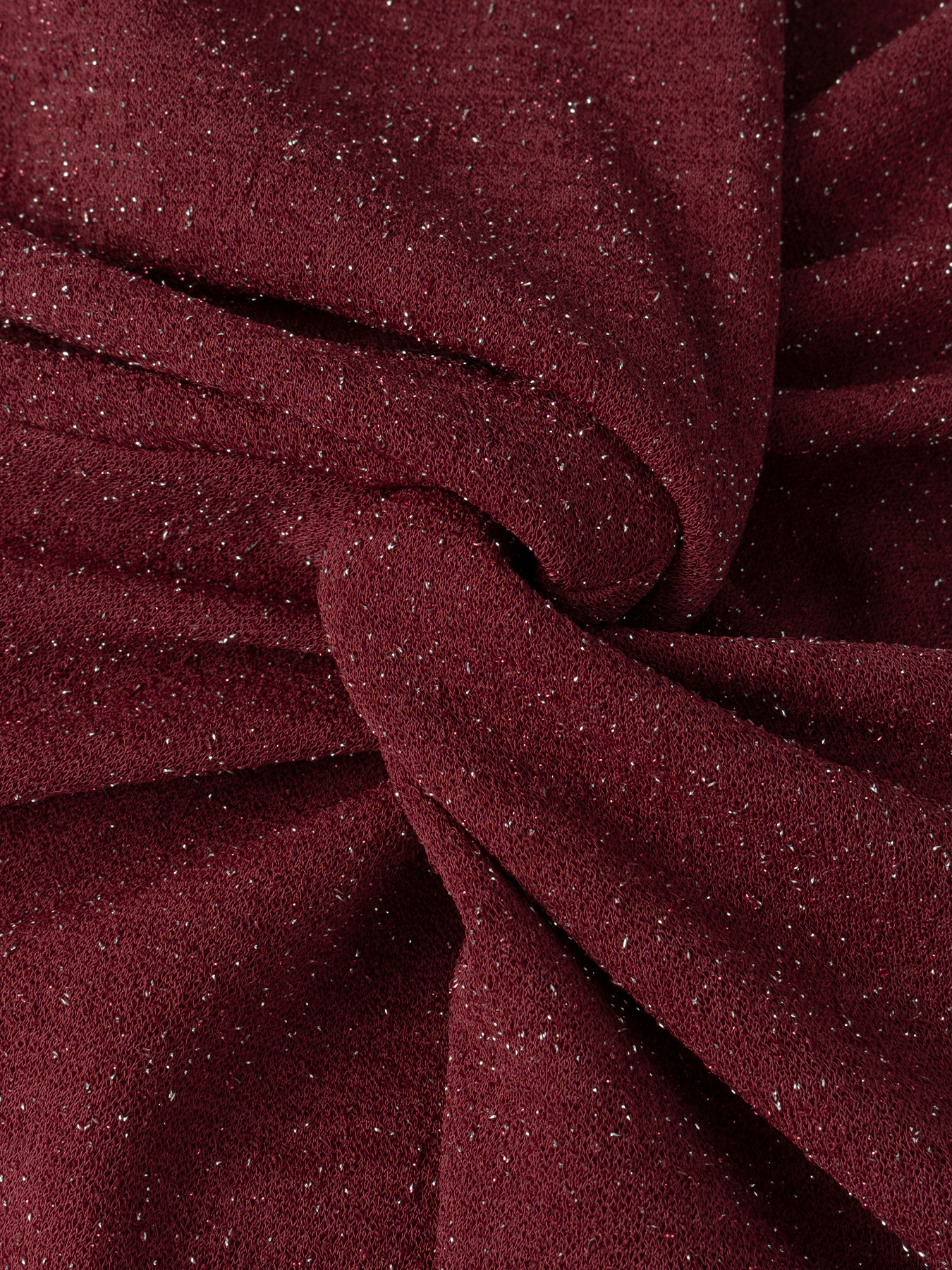 Woman's Glitter Deep V Puff Sleeve Ruched Midi Dress