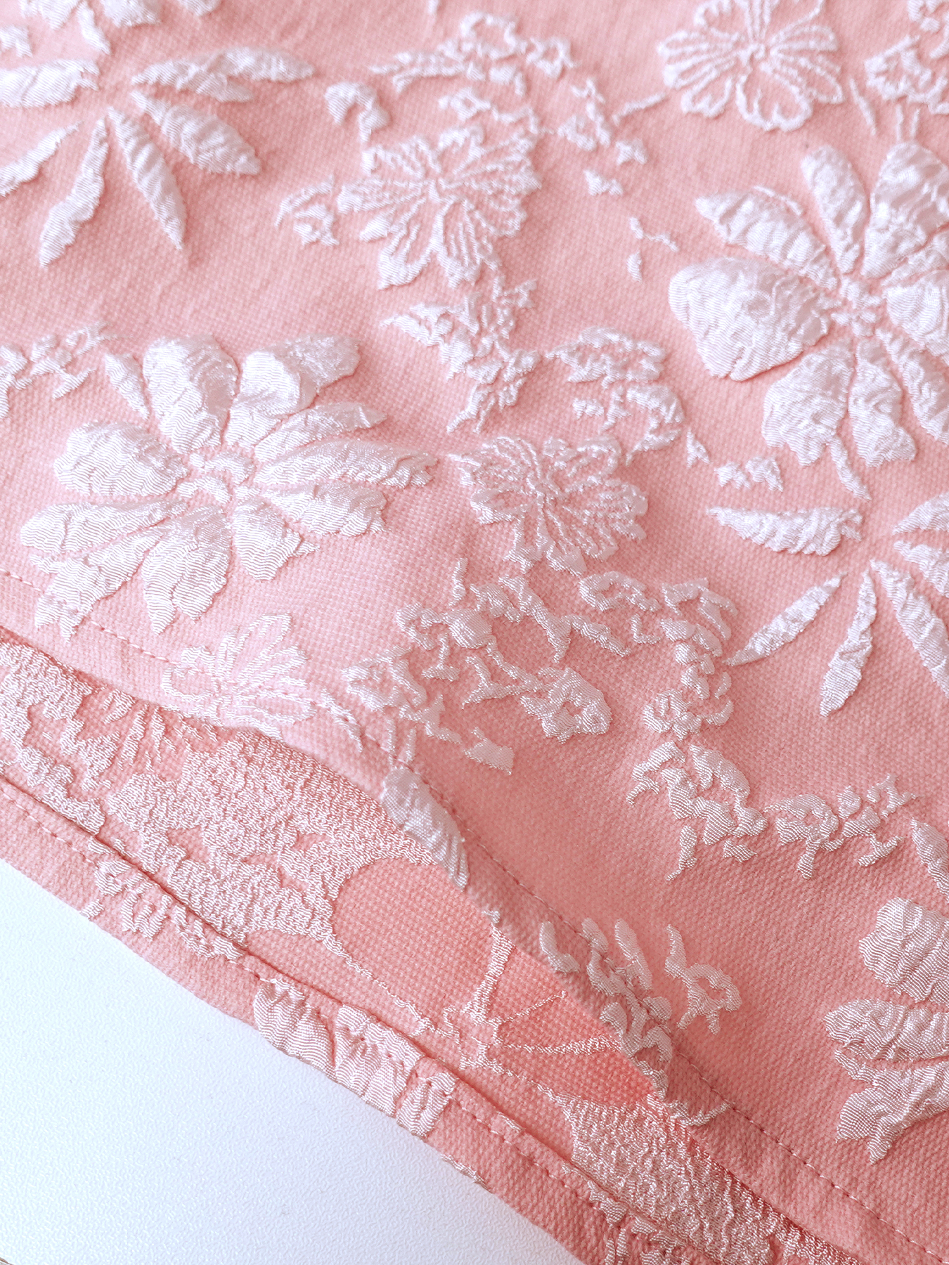 Women's Pink Floral Jacquard Square Neck Sleeveless Midi Dress