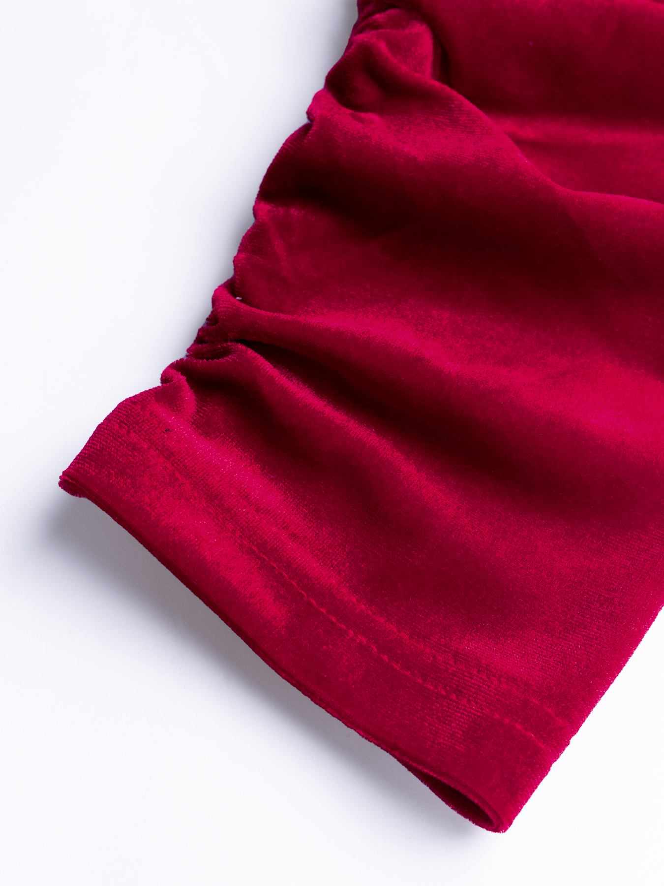 Woman's Burgundy Velvet High Neck Cutout Deep V Ruched Mini Dress