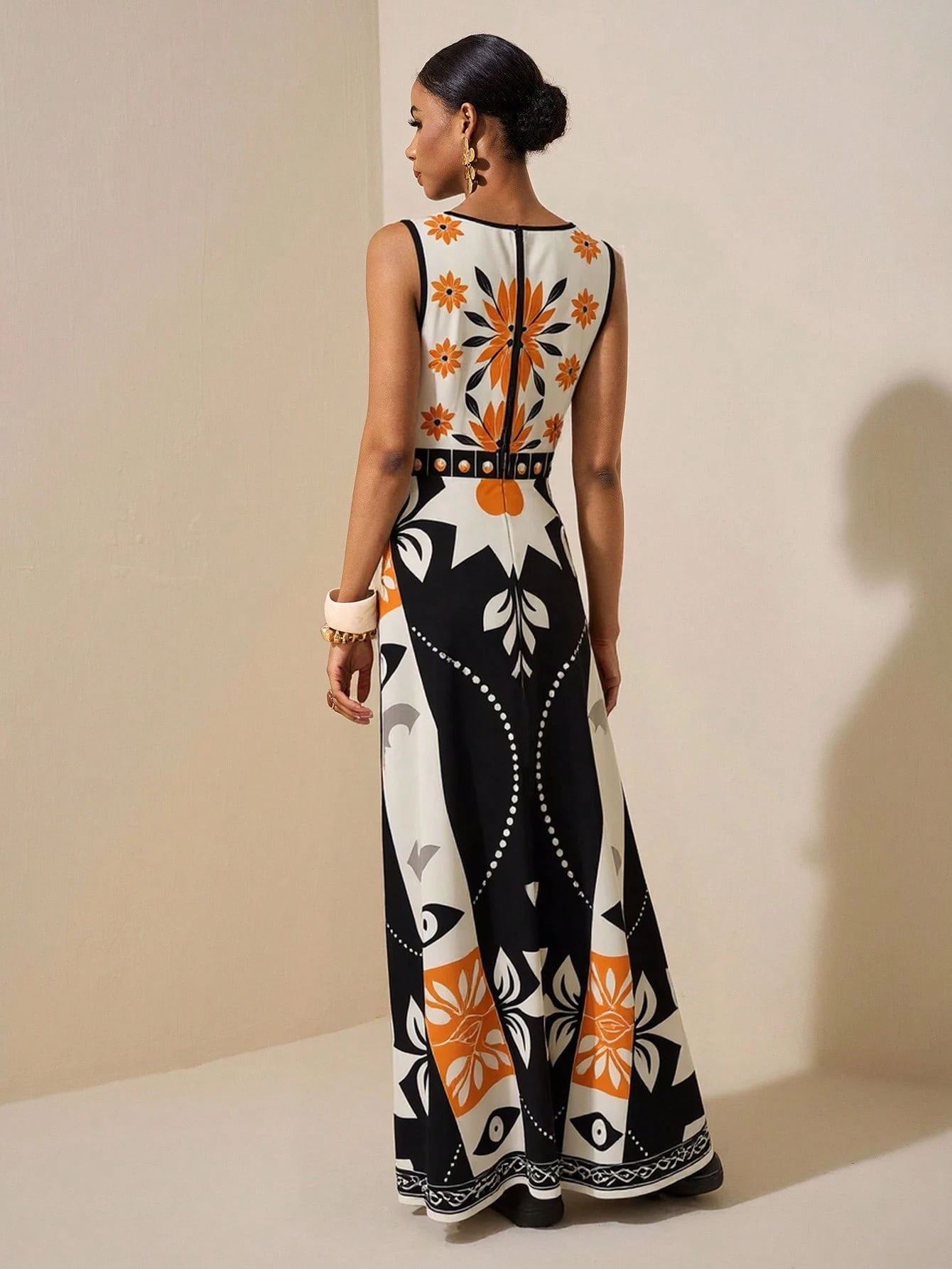 2026 Spring New Sleeveless Art Print Maxi Dress