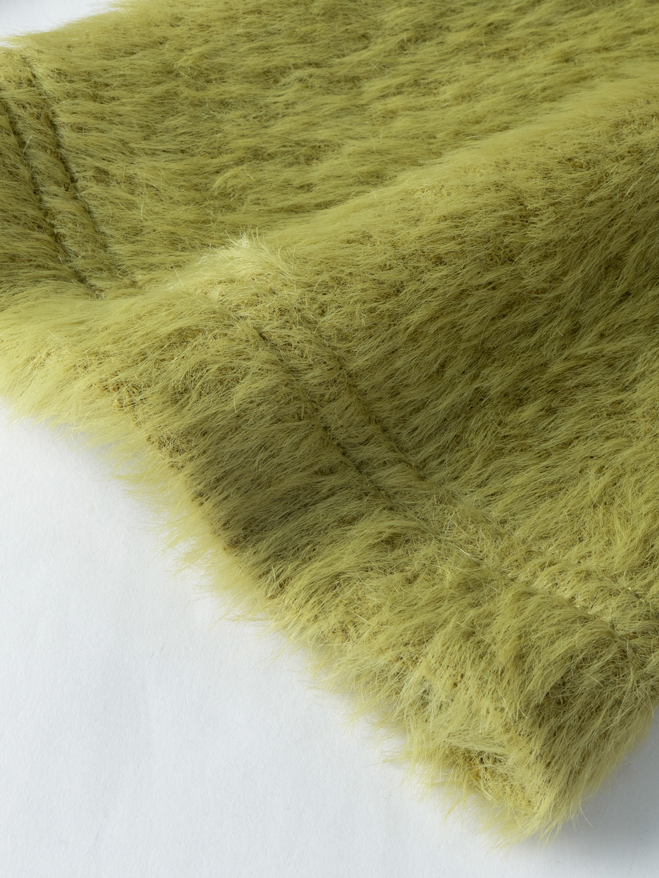 Fruit-green fleece V-neck cardigan, loose single-breasted knit jacket