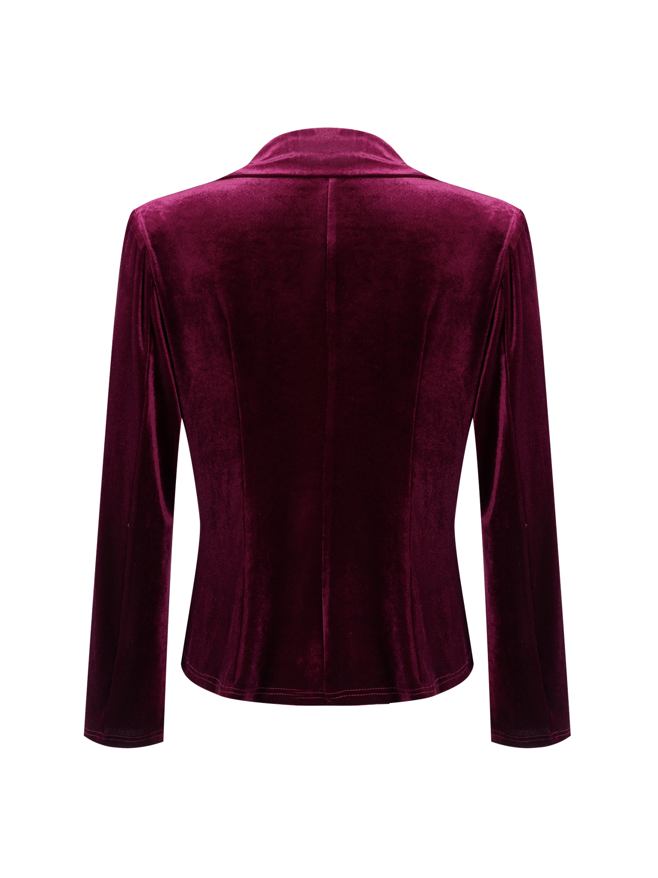 Woman's Burgundy Velvet Double-Breasted Blazer and Pencil Skirt Set