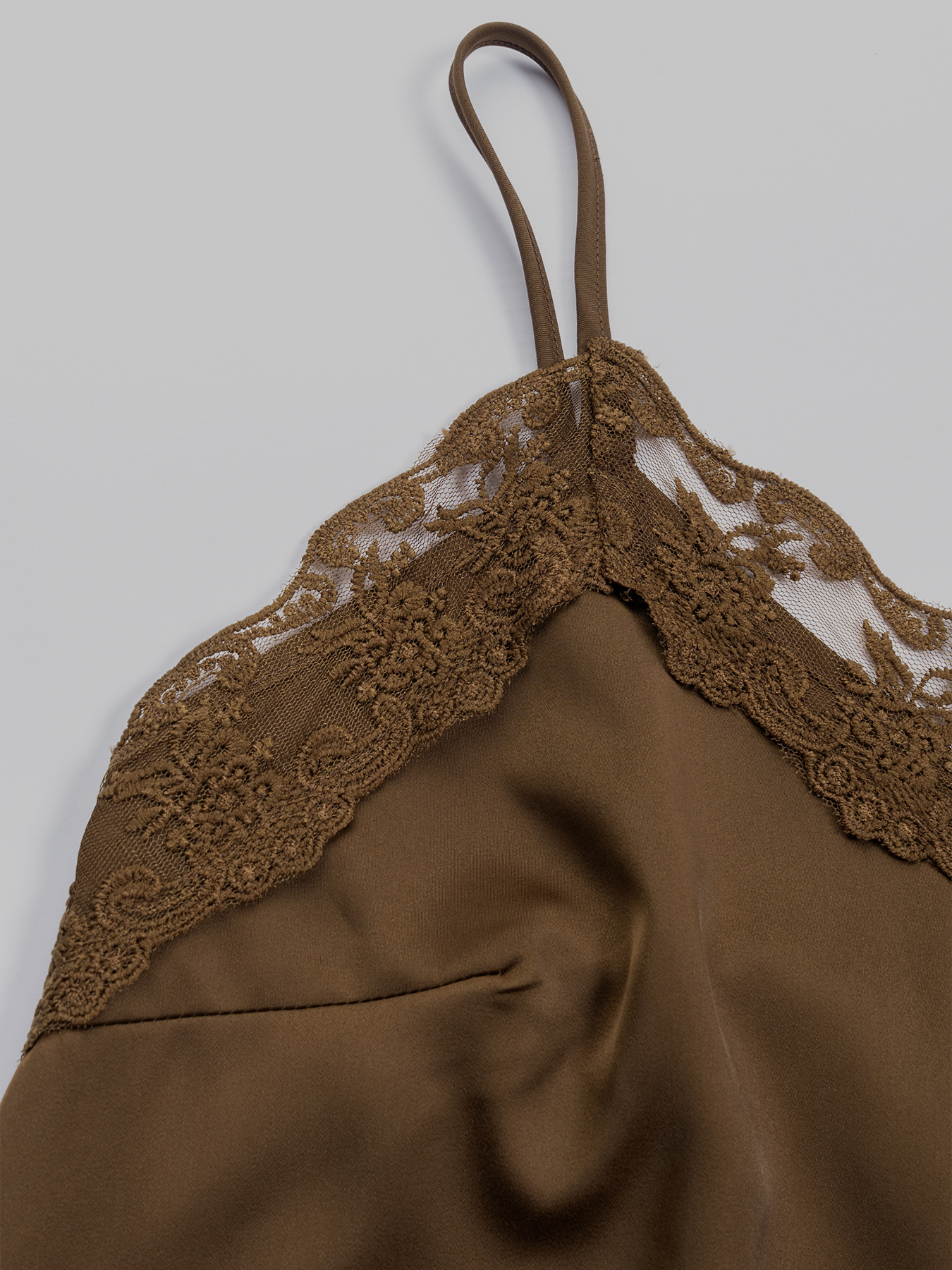 2026 Spring/Summer New Style Elegant Satin Lace Splicing Asymmetric Camisole Top