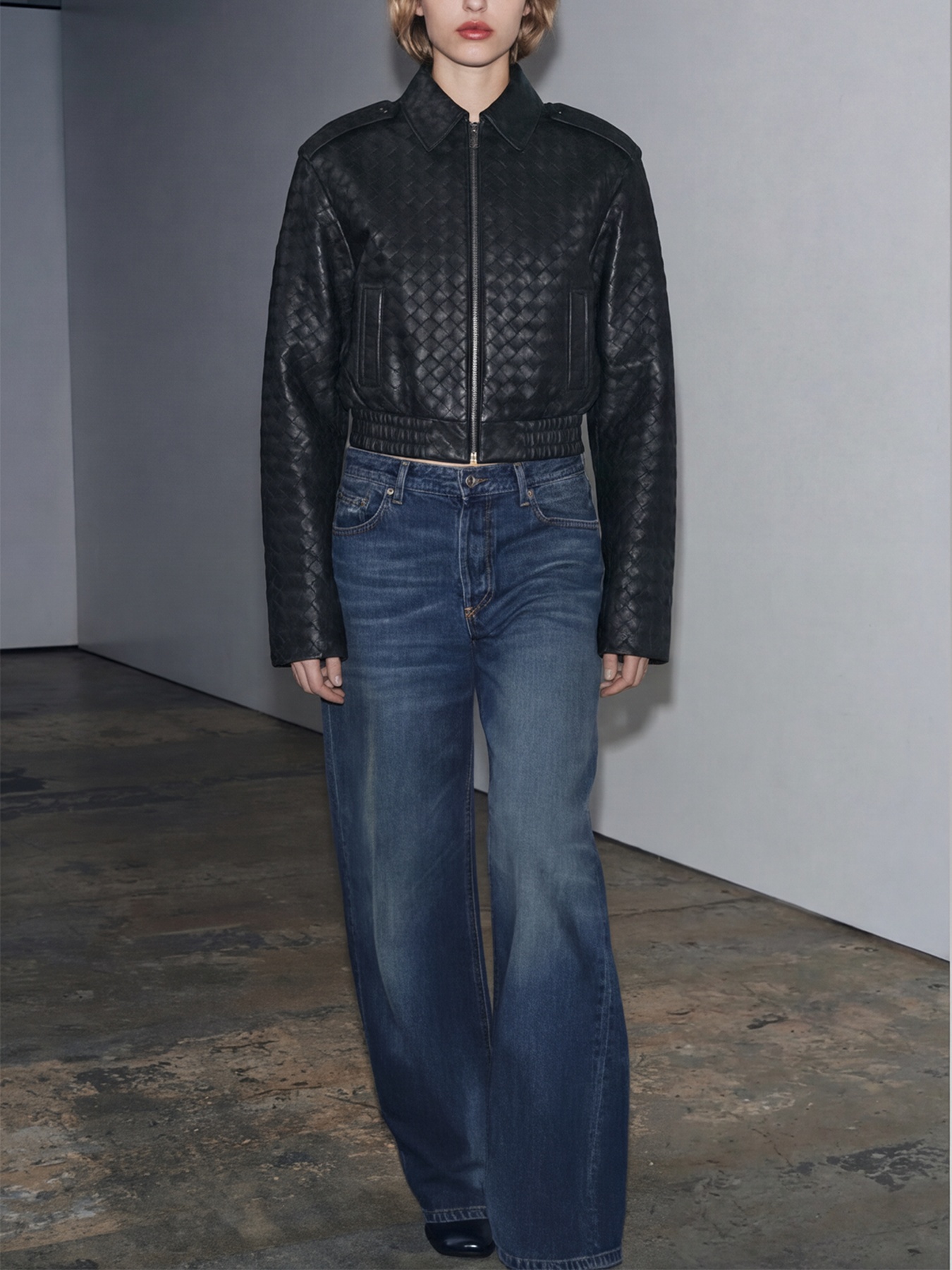 2026 Spring/Summer New Style Fashion Casual Quilted Pattern Zipper Short Leather Jacket