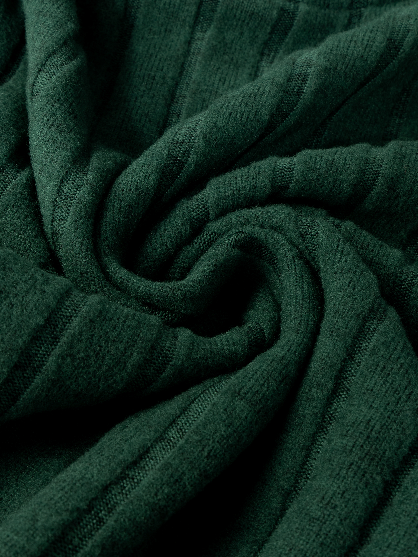 Women's Dark Green Ribbed Mock Neck Long Sleeve Top