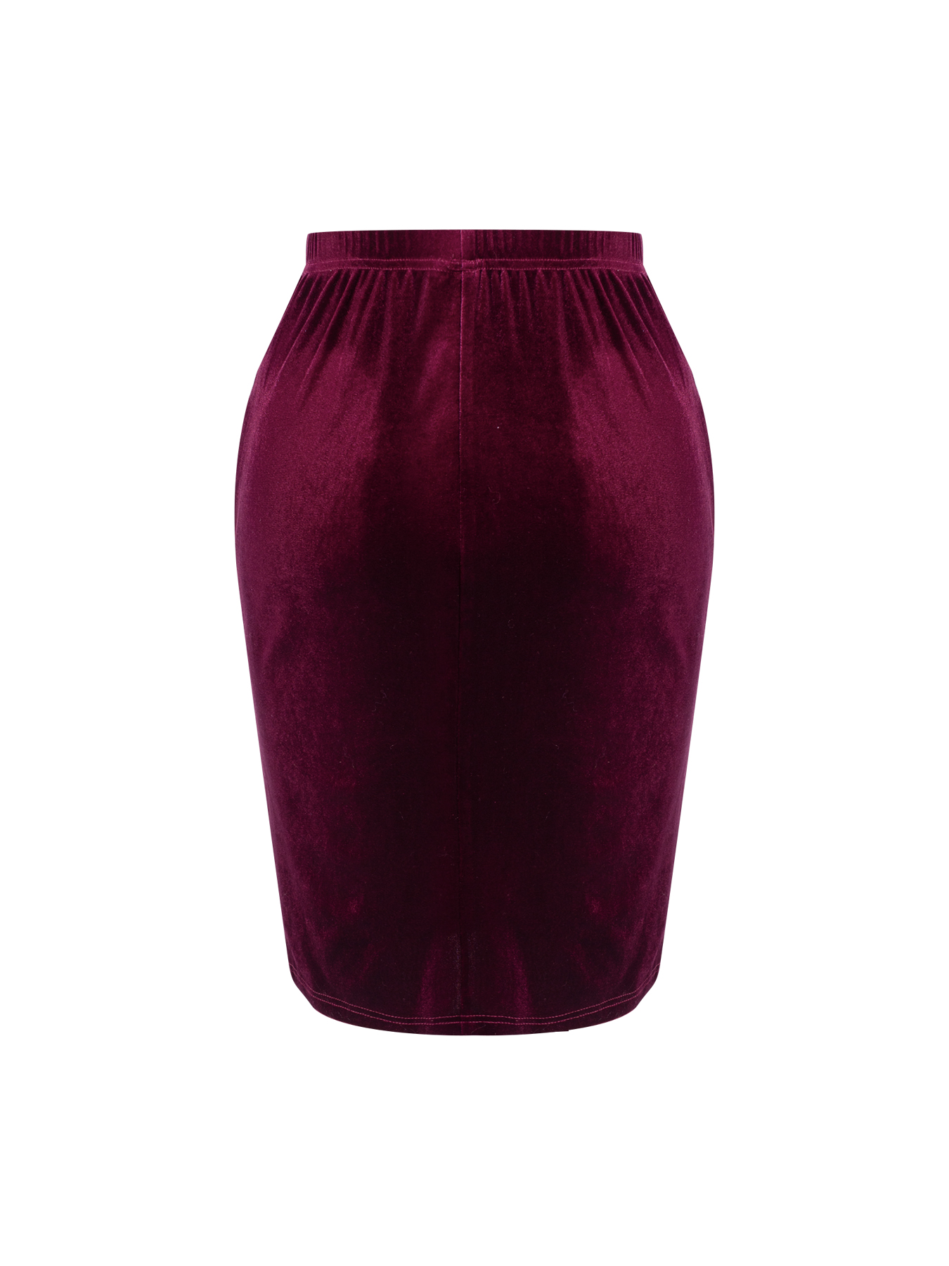 Woman's Burgundy Velvet Double-Breasted Blazer and Pencil Skirt Set