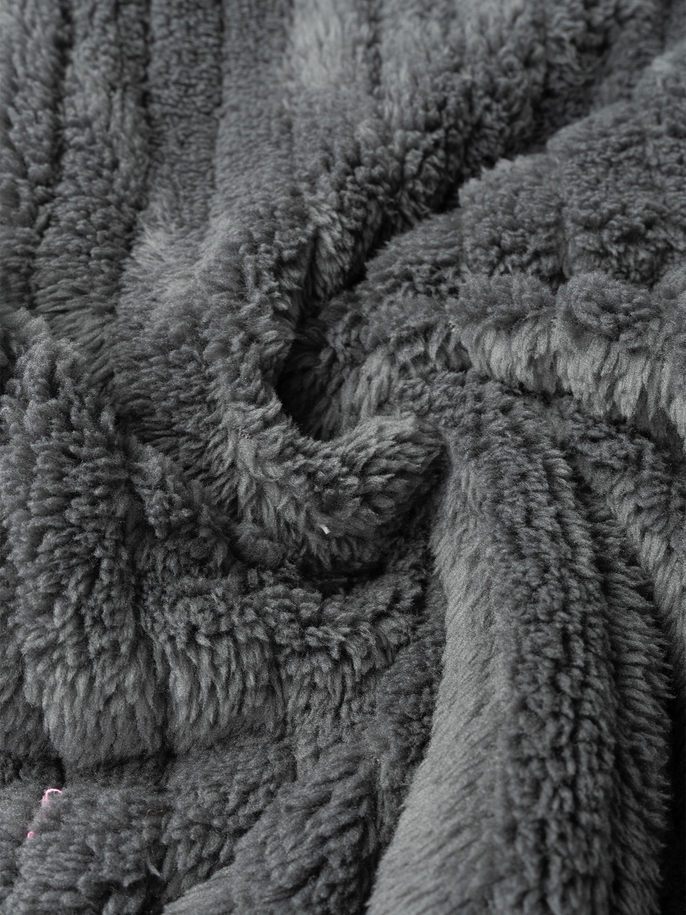 Dark gray pinstripe fur coat Women‘s hooded single-breasted long coat