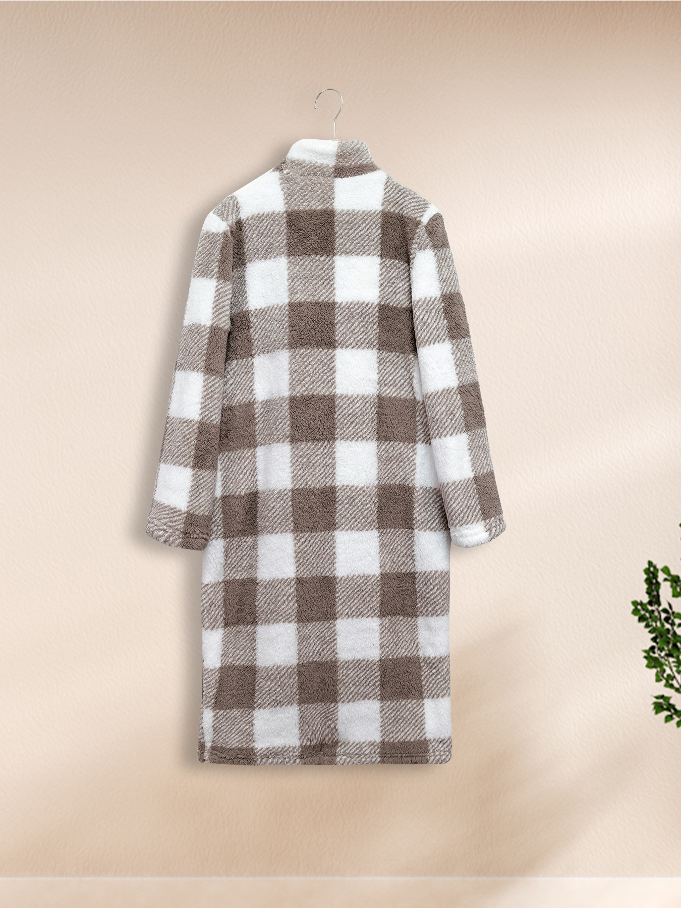 Women's Versatile Plaid Fuzzy Longline Coat  