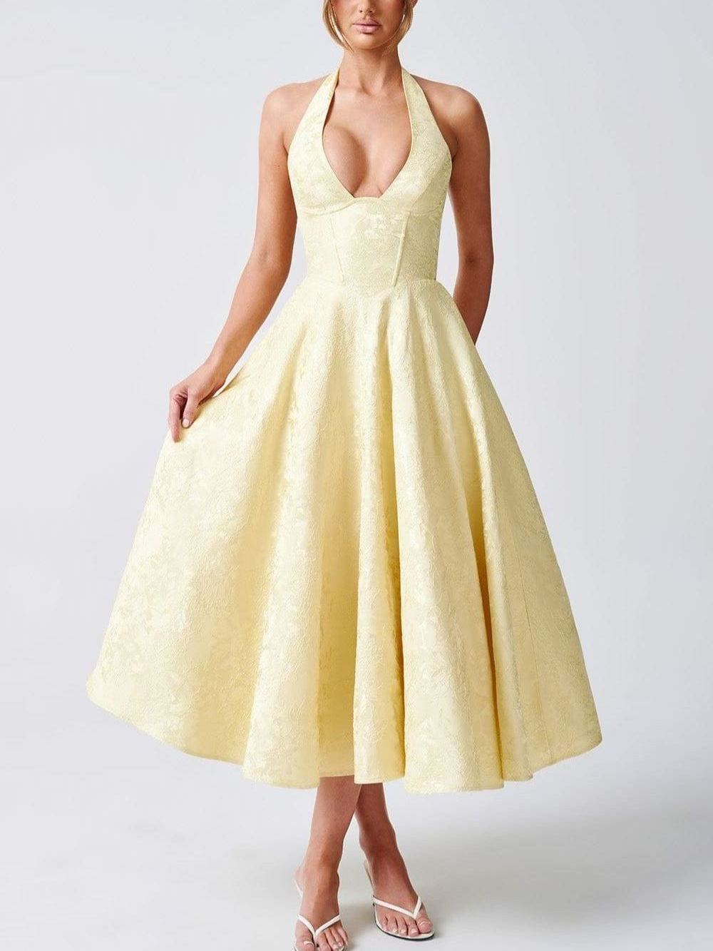 Effie Midi Dress - Lemon