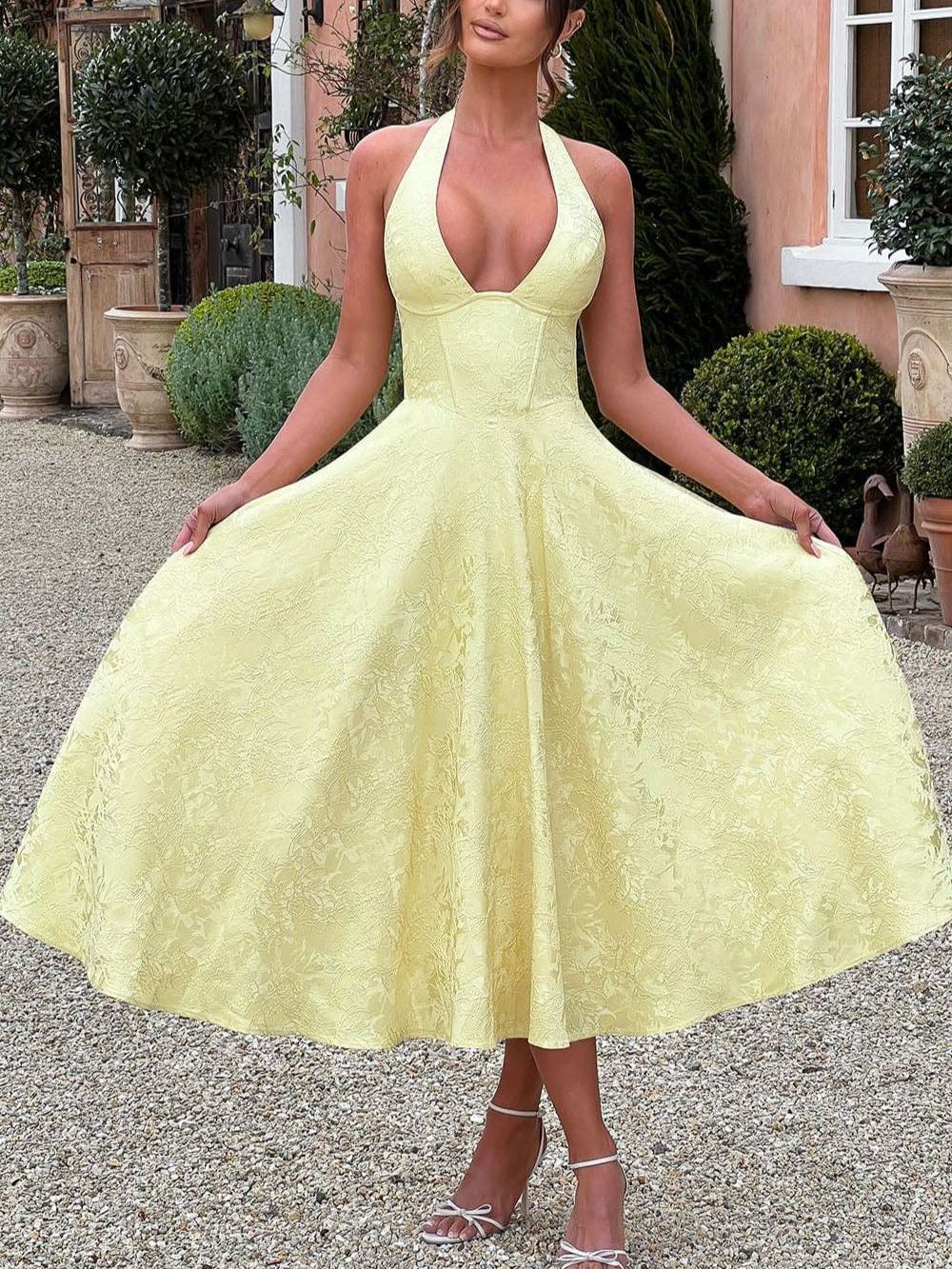 Effie Midi Dress - Lemon