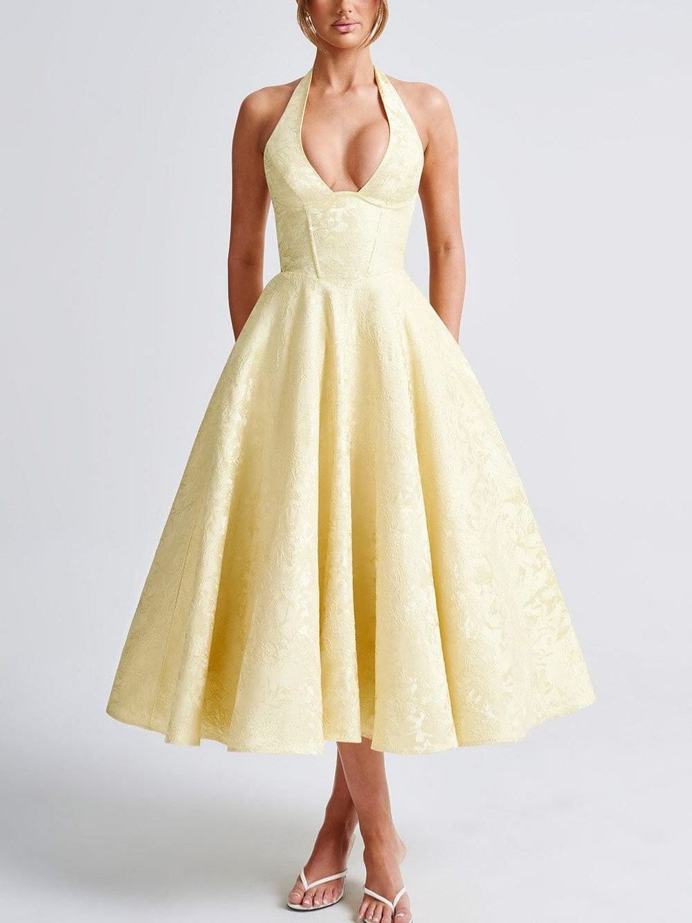 Effie Midi Dress - Lemon