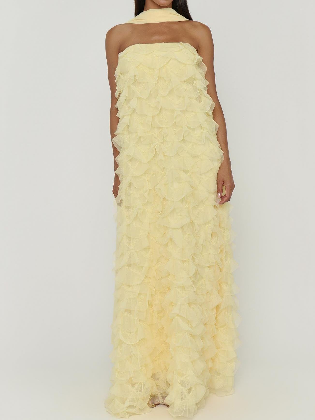 Enchanted Dress ~ Pale Yellow Ruffle Tulle