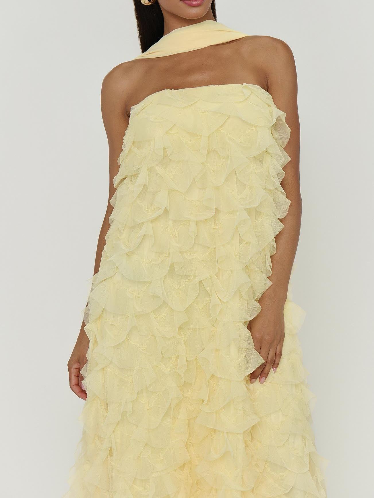 Enchanted Dress ~ Pale Yellow Ruffle Tulle
