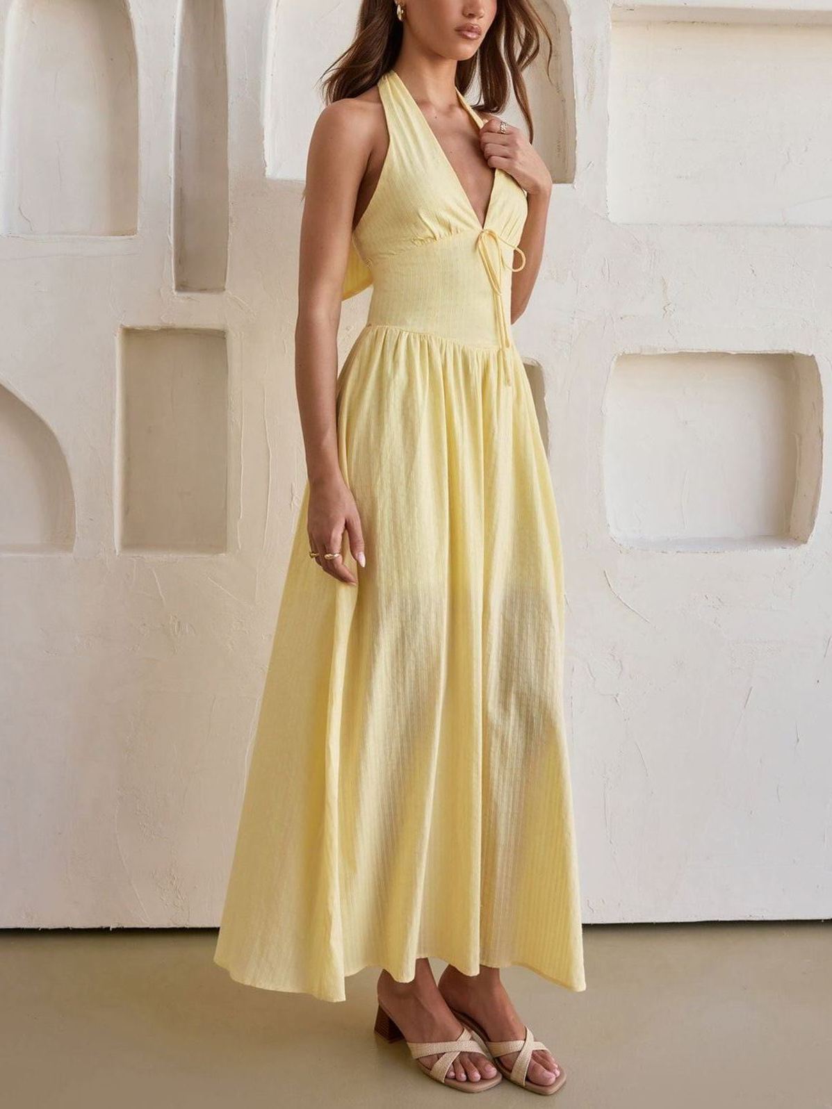 Arrietty Halter Maxi Dress Yellow