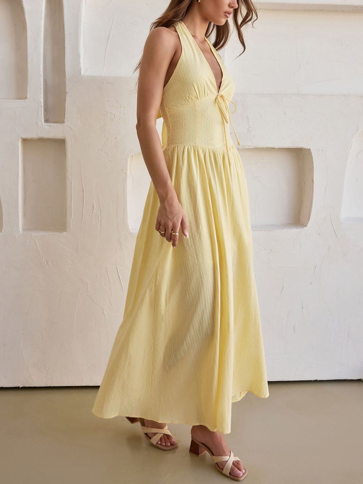 Arrietty Halter Maxi Dress Yellow