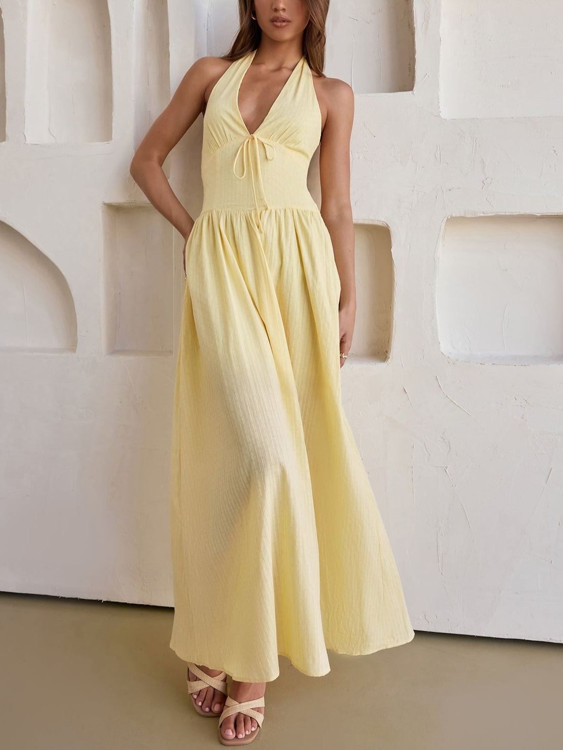 Arrietty Halter Maxi Dress Yellow