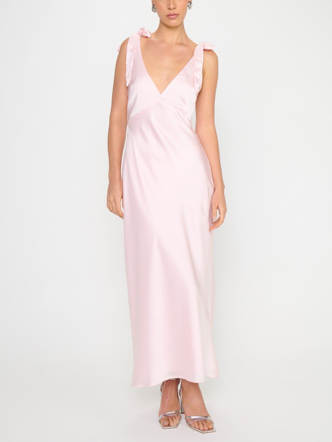 Emma Midi Dress ~ Powder Pink Luxe Satin