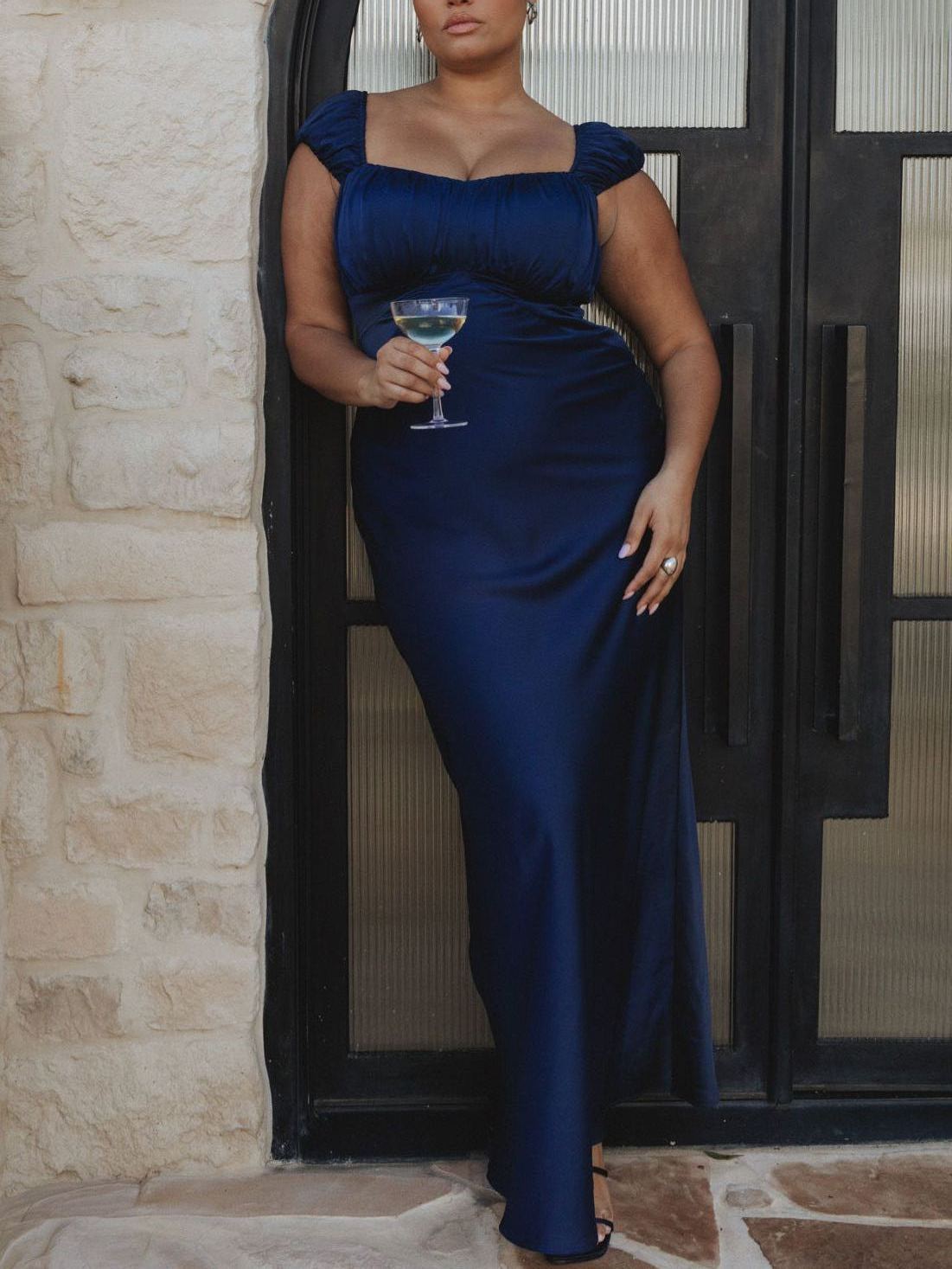 Veronica Maxi Dress ~ Midnight Navy Luxe Satin