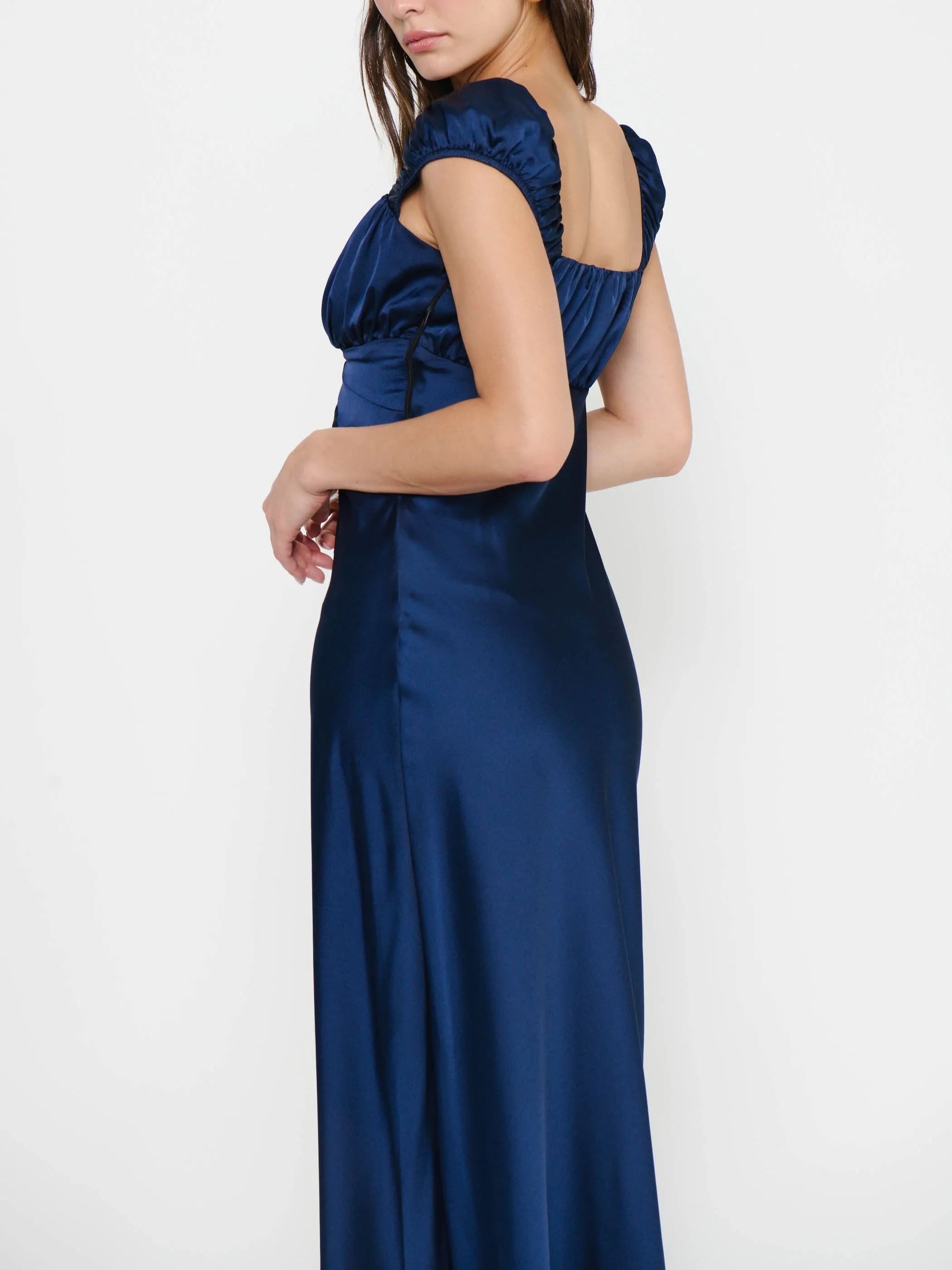 Veronica Maxi Dress ~ Midnight Navy Luxe Satin