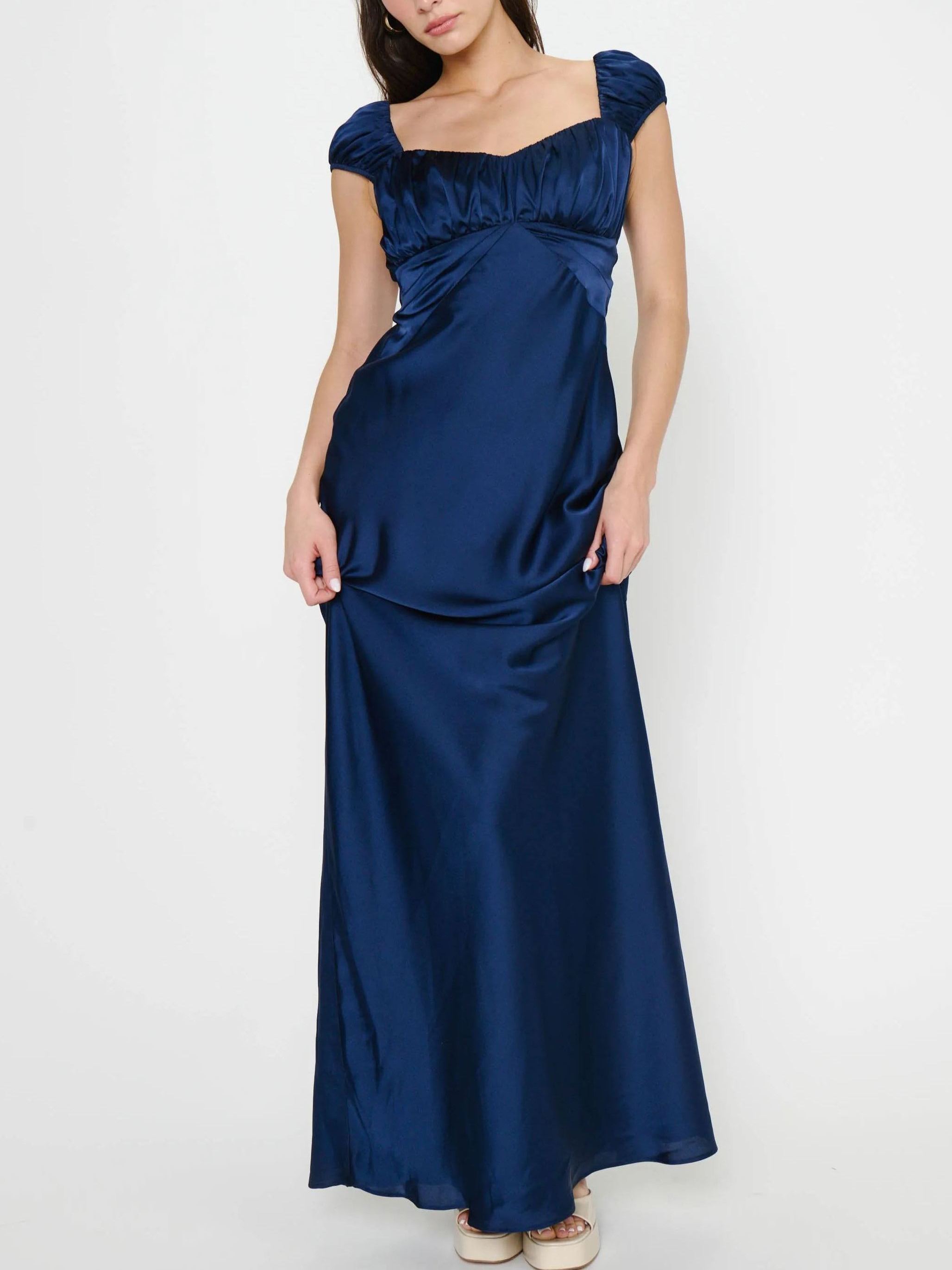 Veronica Maxi Dress ~ Midnight Navy Luxe Satin