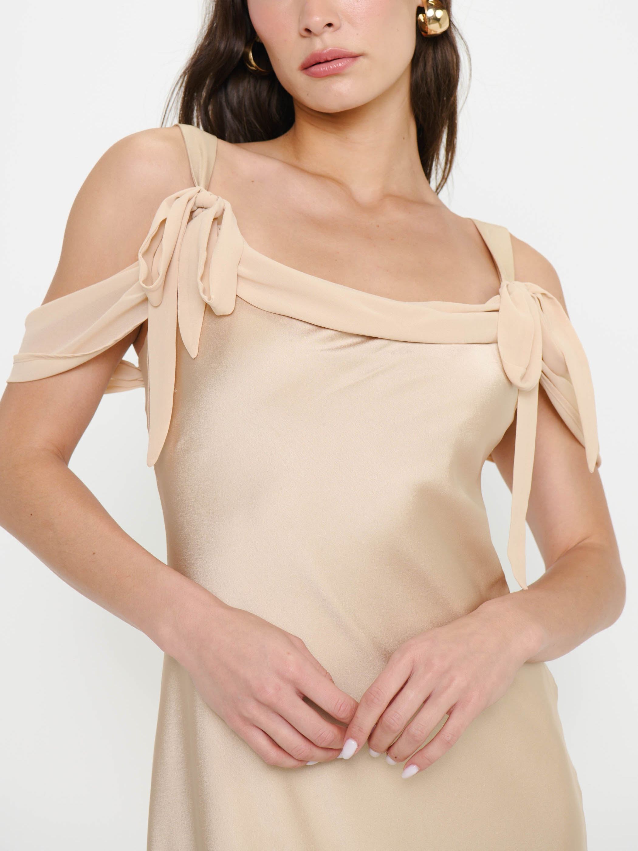 Bella Maxi Dress ~ Champagne Luxe Satin