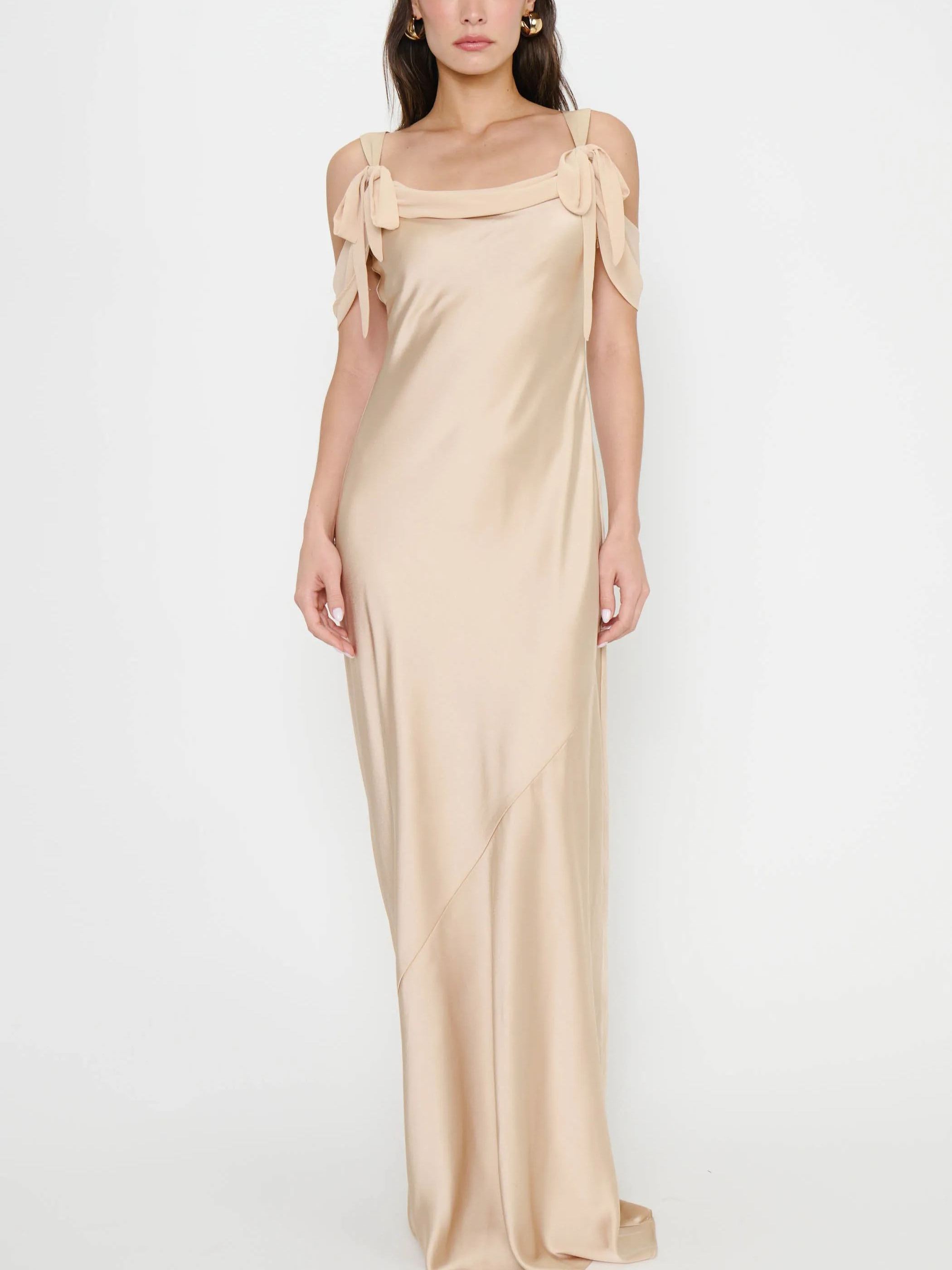 Bella Maxi Dress ~ Champagne Luxe Satin