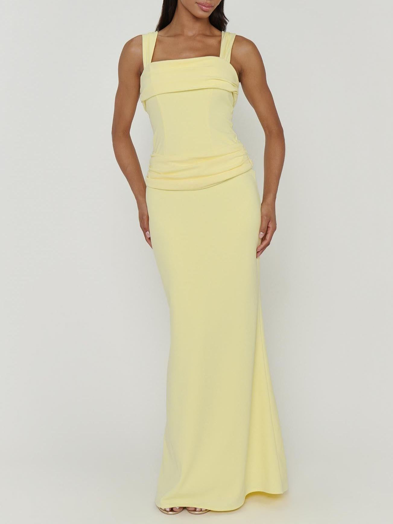 Danielle Maxi Dress ~ Pale Yellow Stretch