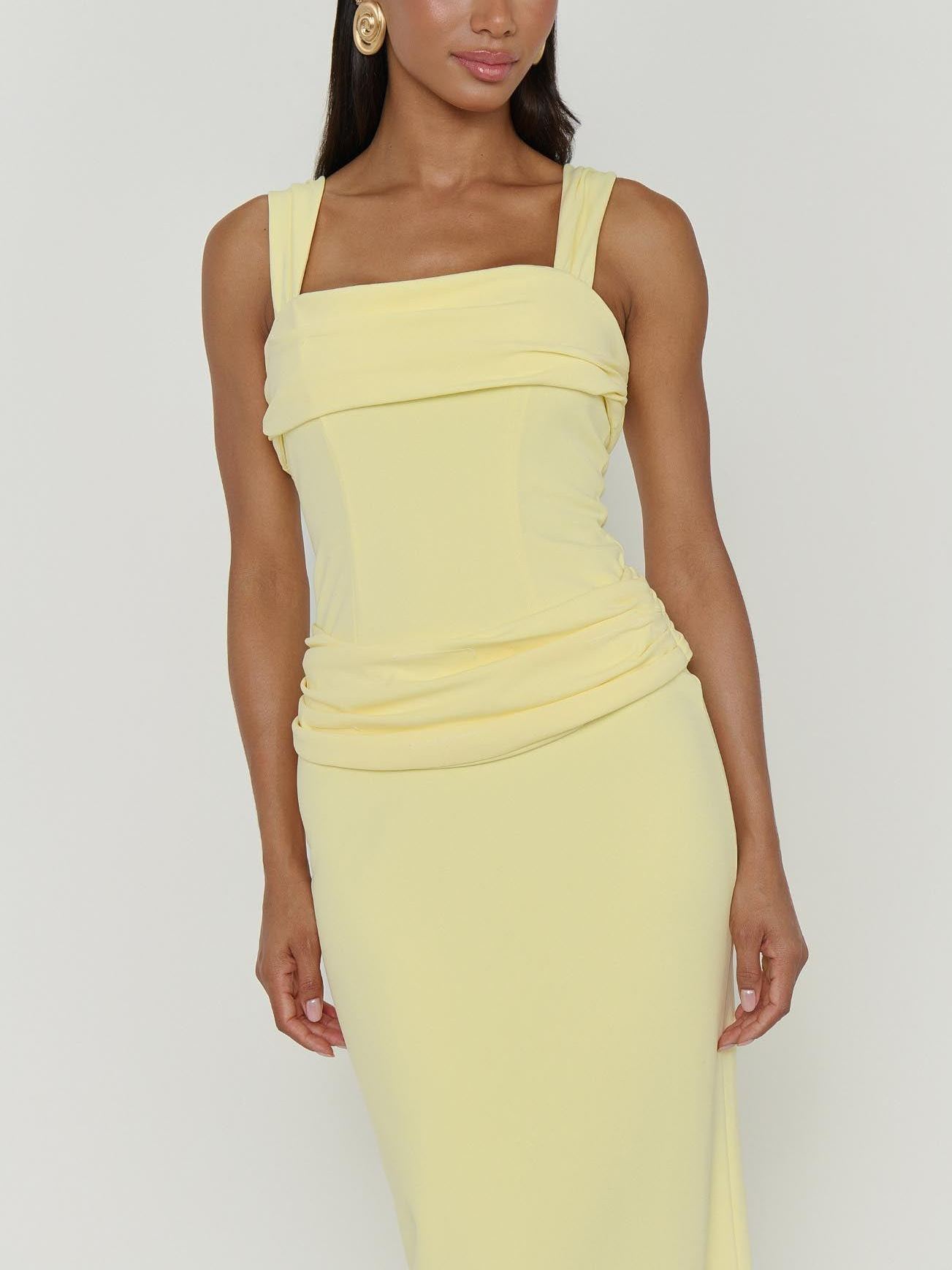 Danielle Maxi Dress ~ Pale Yellow Stretch