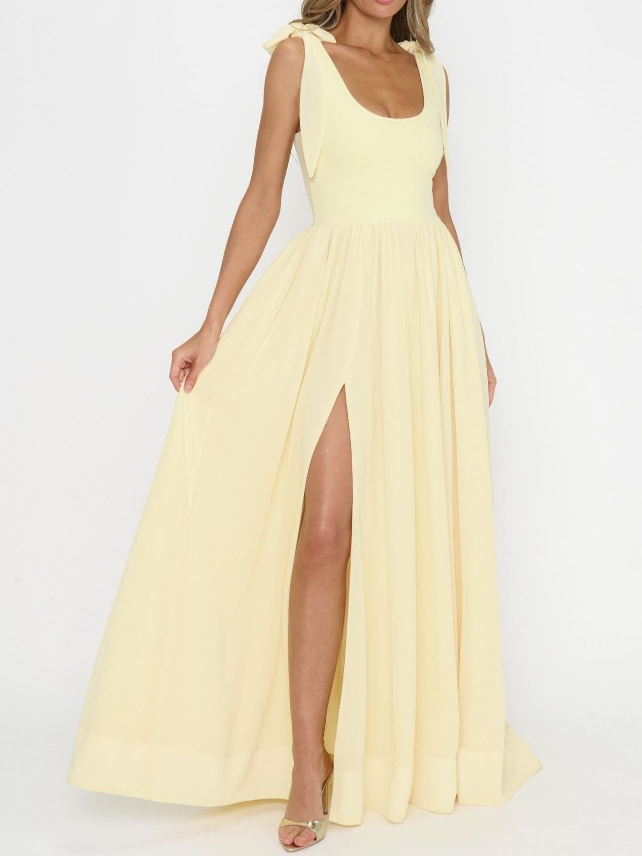 Harper Maxi Dress ~ Pale Yellow Chiffon