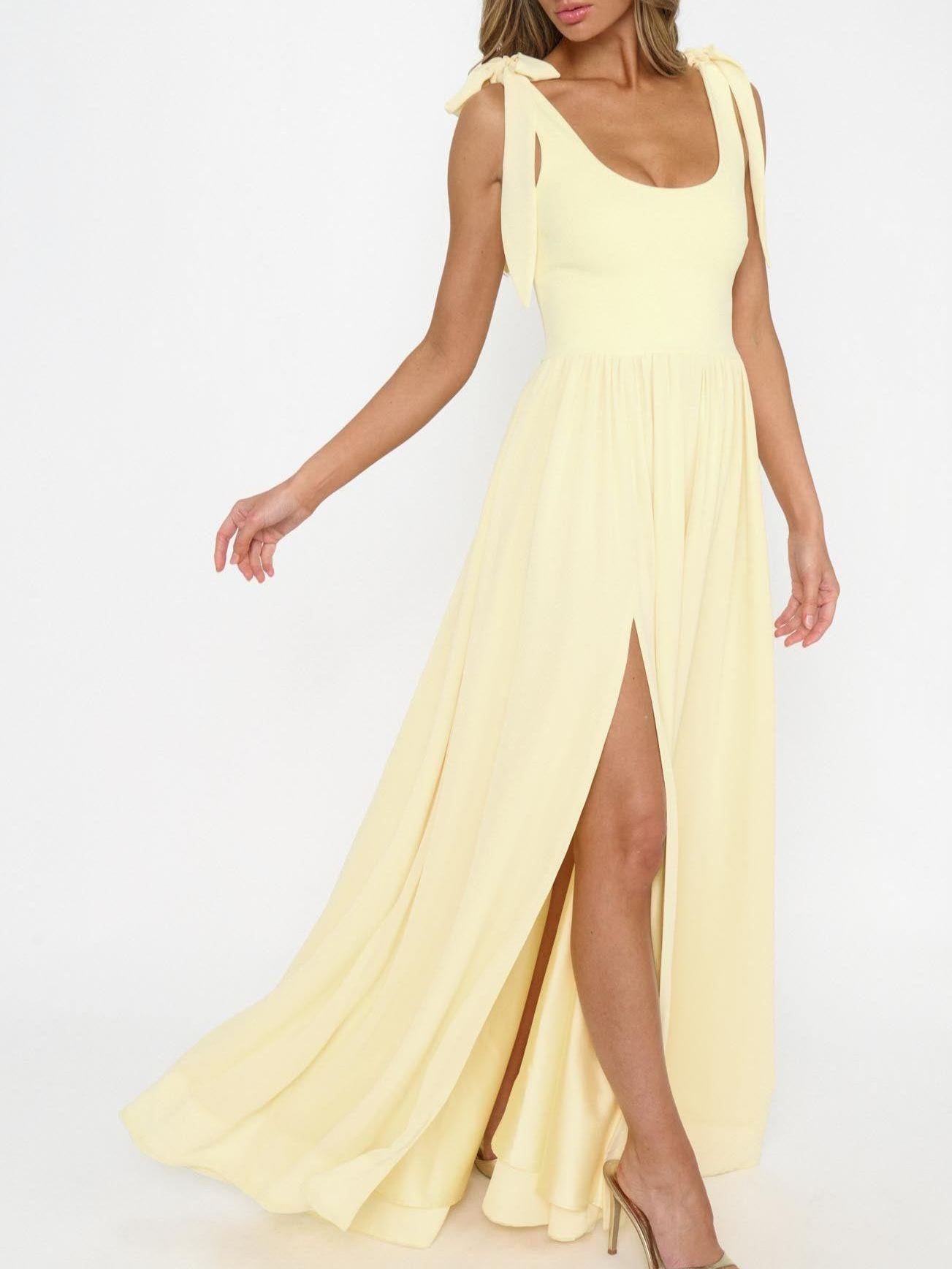 Harper Maxi Dress ~ Pale Yellow Chiffon