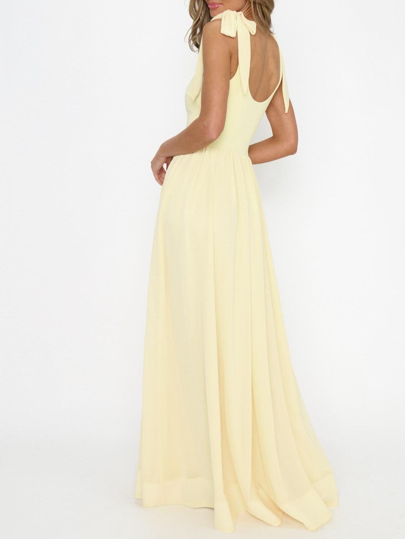 Harper Maxi Dress ~ Pale Yellow Chiffon