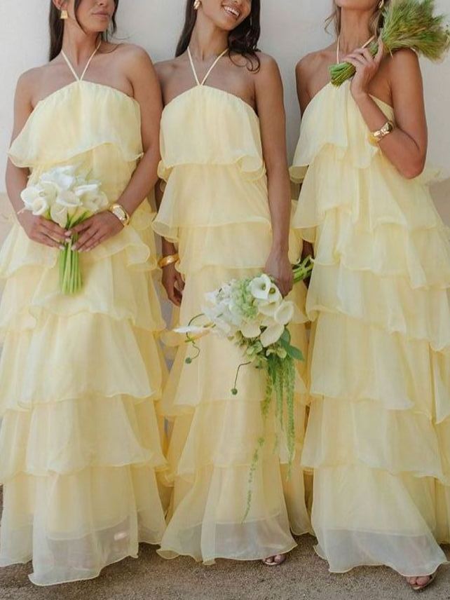Kelsey Maxi ~ Pale Yellow Chiffon