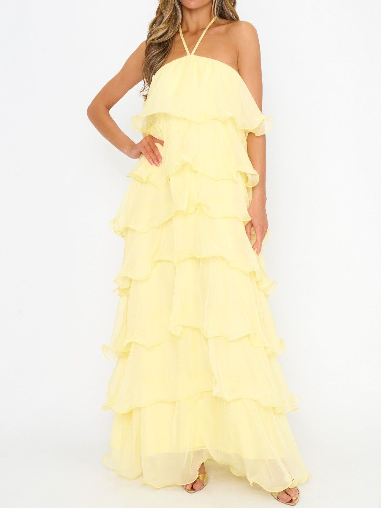 Kelsey Maxi ~ Pale Yellow Chiffon